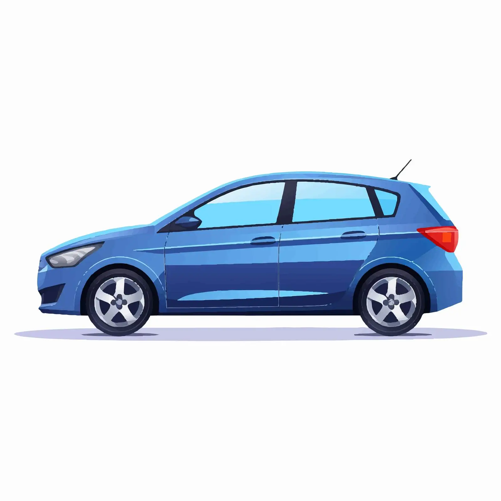 Blue Hatchback Car Side View on Road — free download from Dotvec