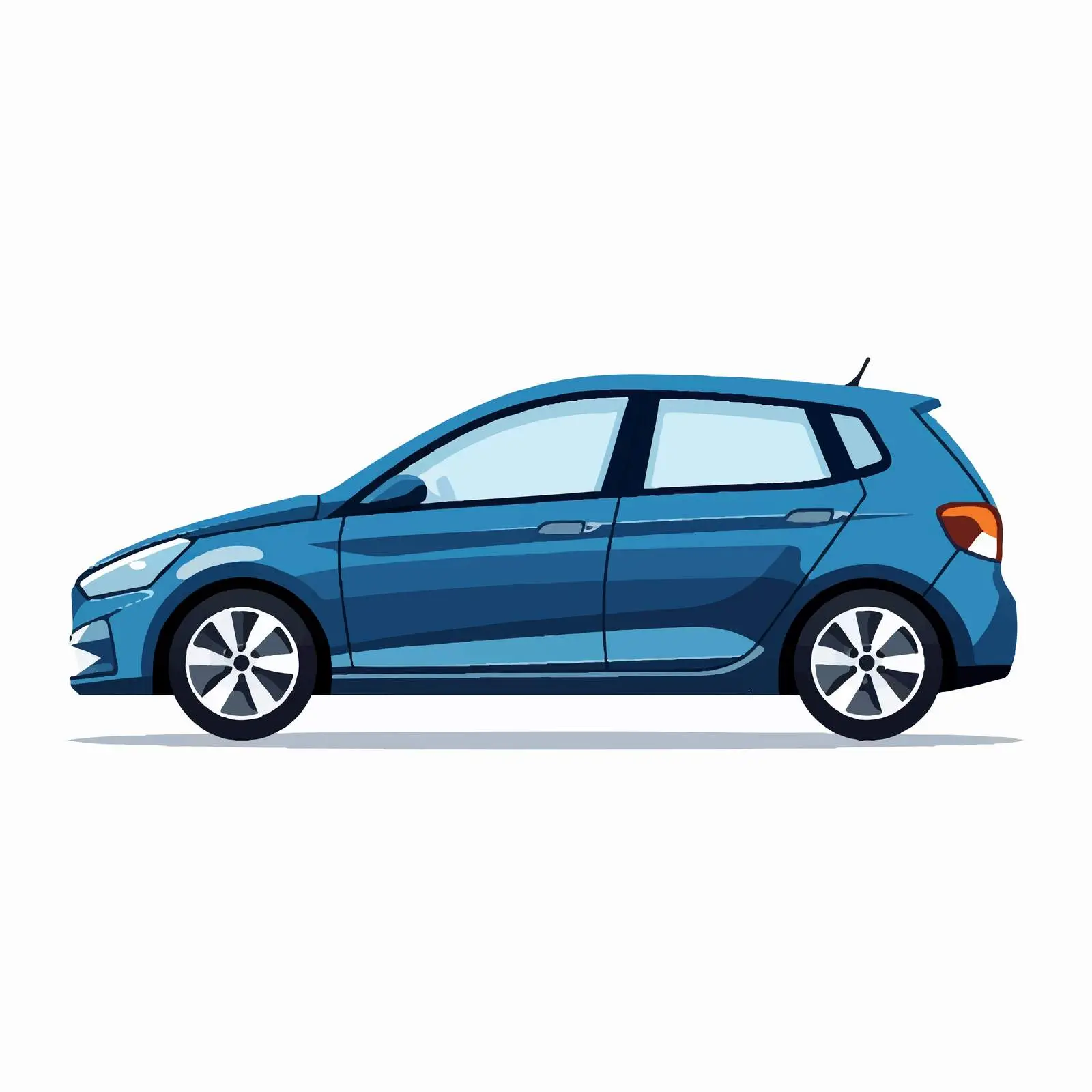 Blue Hatchback Car Side View Vector – free urban vehicle image from Dotvec