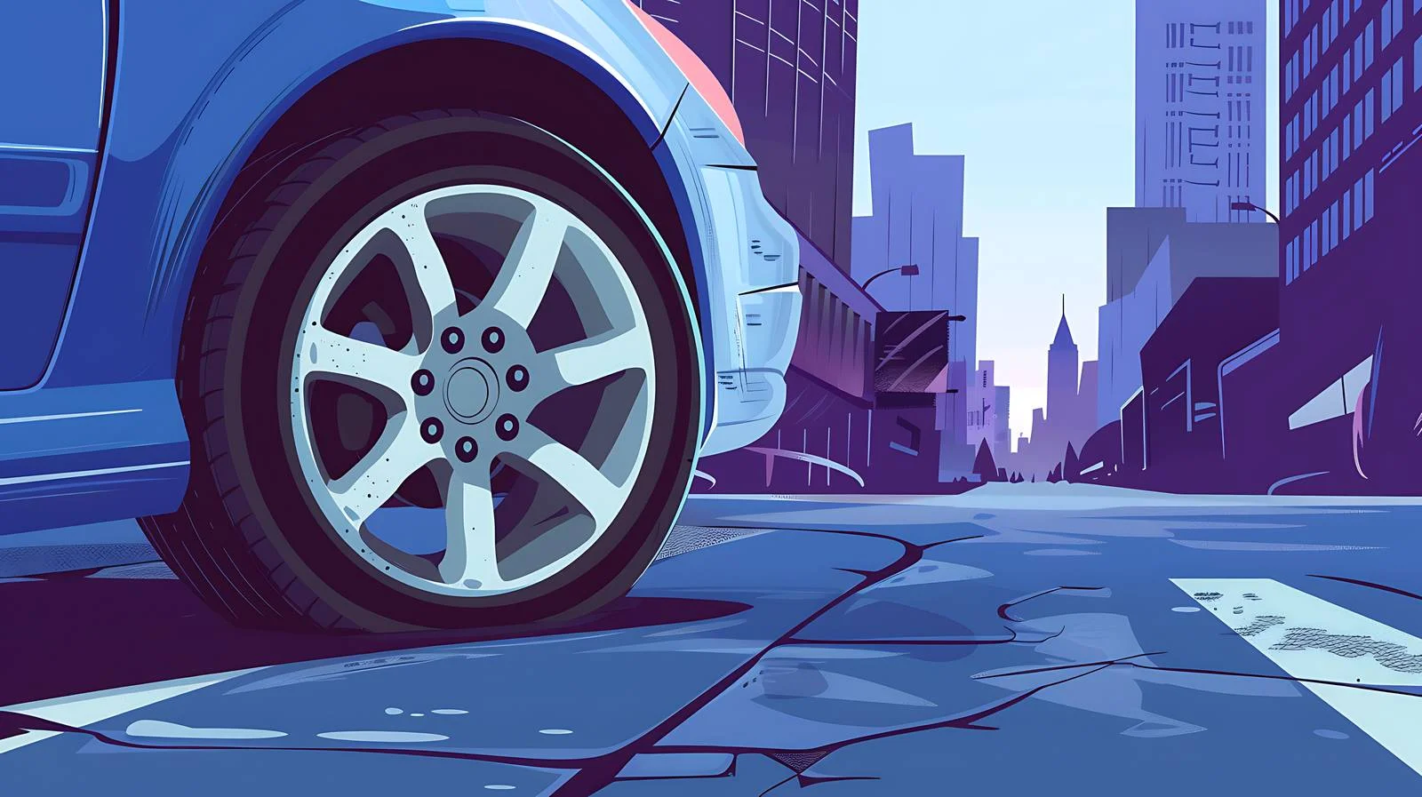 Flat Tire on Urban Road — free download from Dotvec