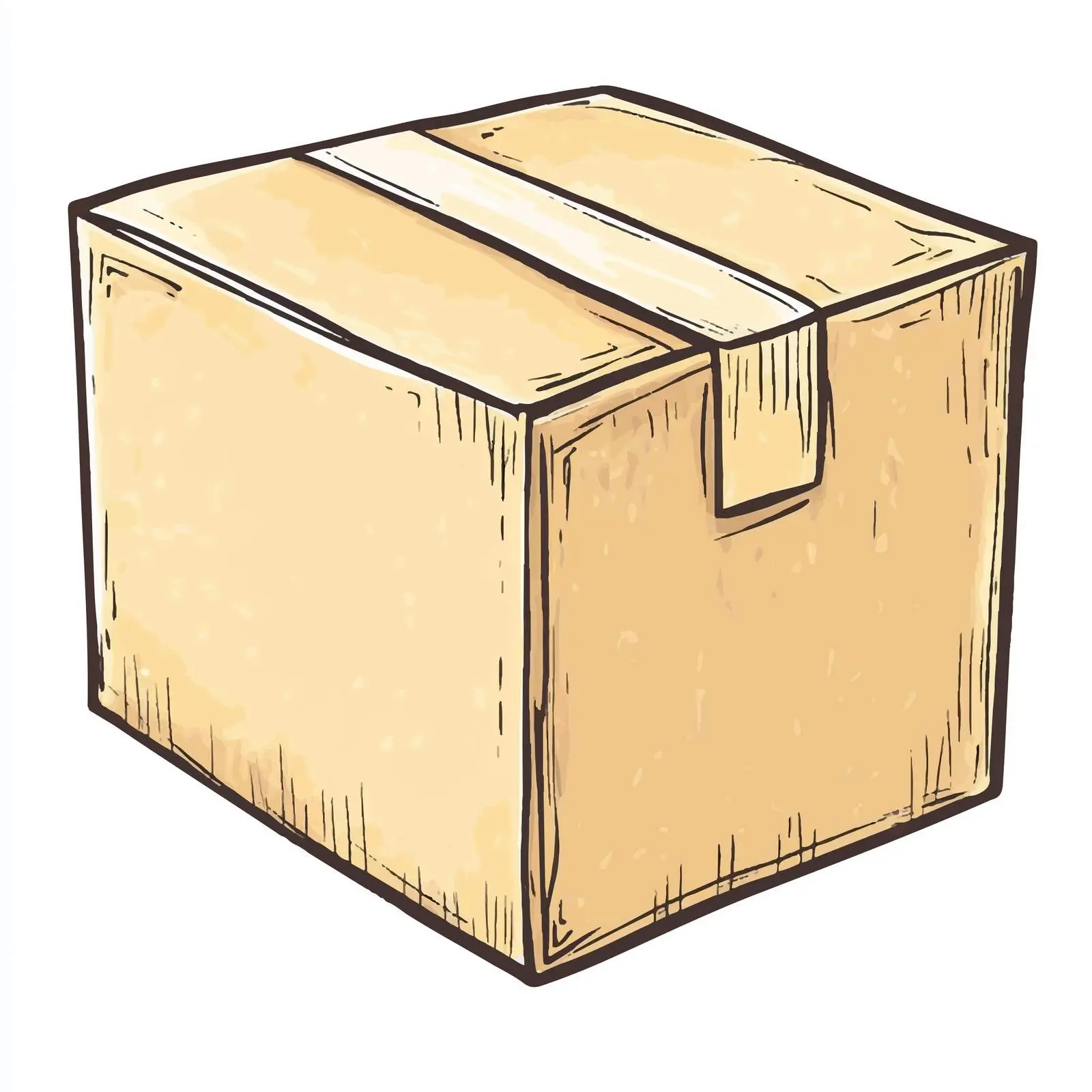 Hand-Drawn Cartoon Cardboard Box Vector — free download from Dotvec