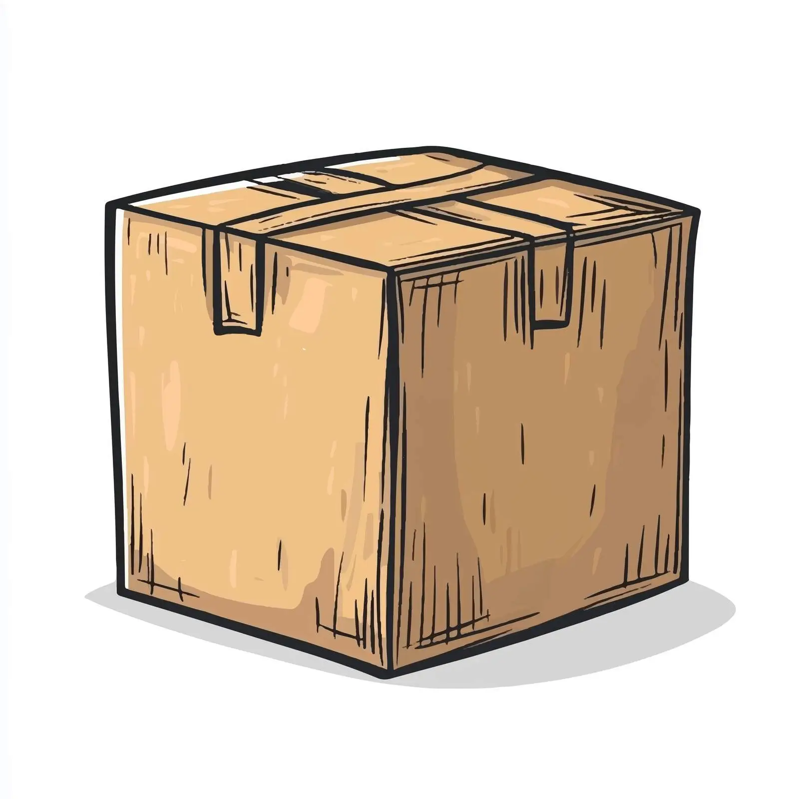 Hand-Drawn Cartoon Cardboard Box Vector — free download from Dotvec