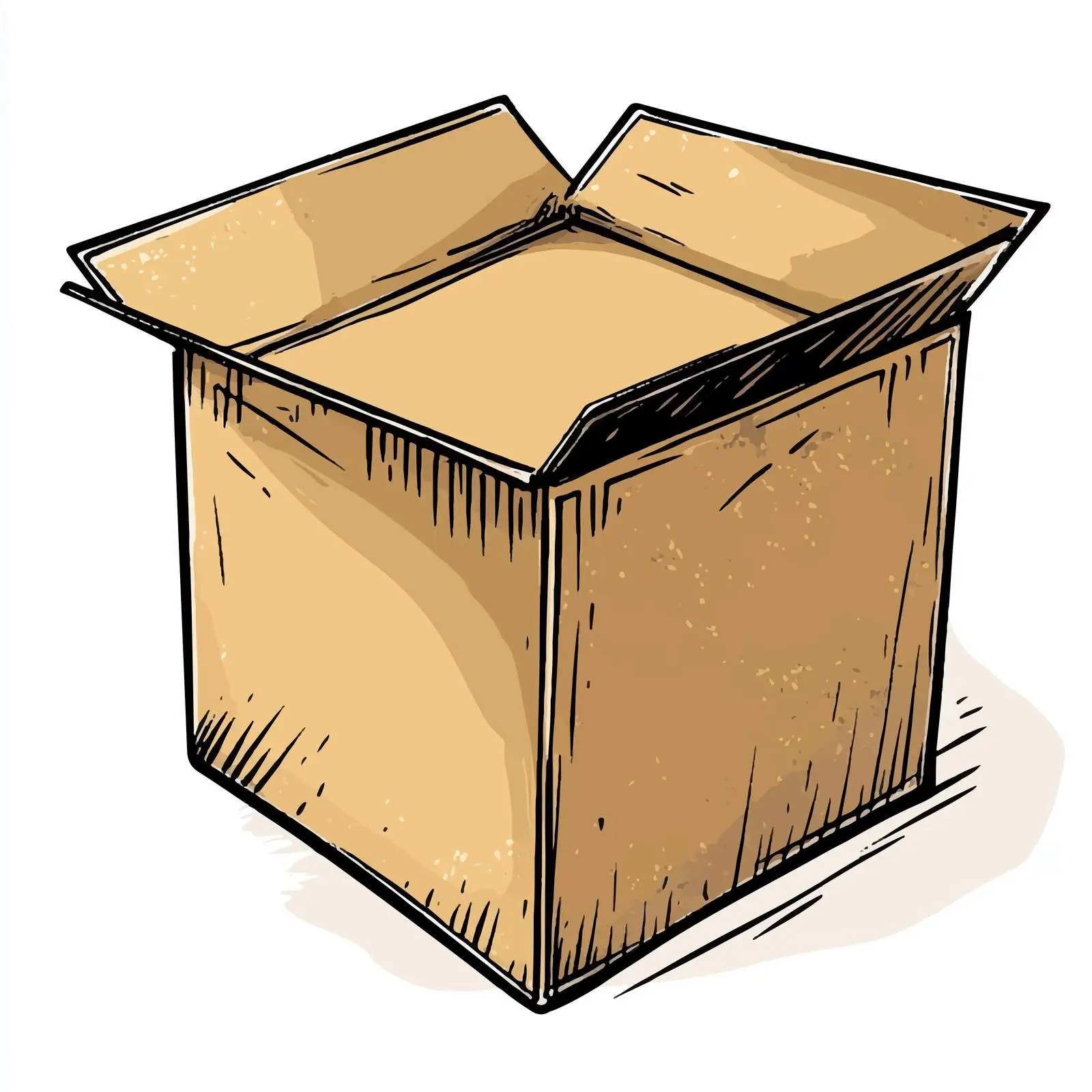 Hand-Drawn Cartoon Cardboard Box Illustration — free download from Dotvec