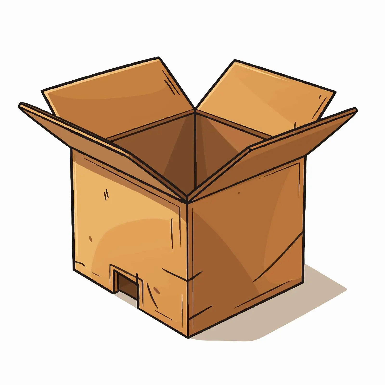 Opened Cartoon Style Cardboard Box Illustration — free download from Dotvec