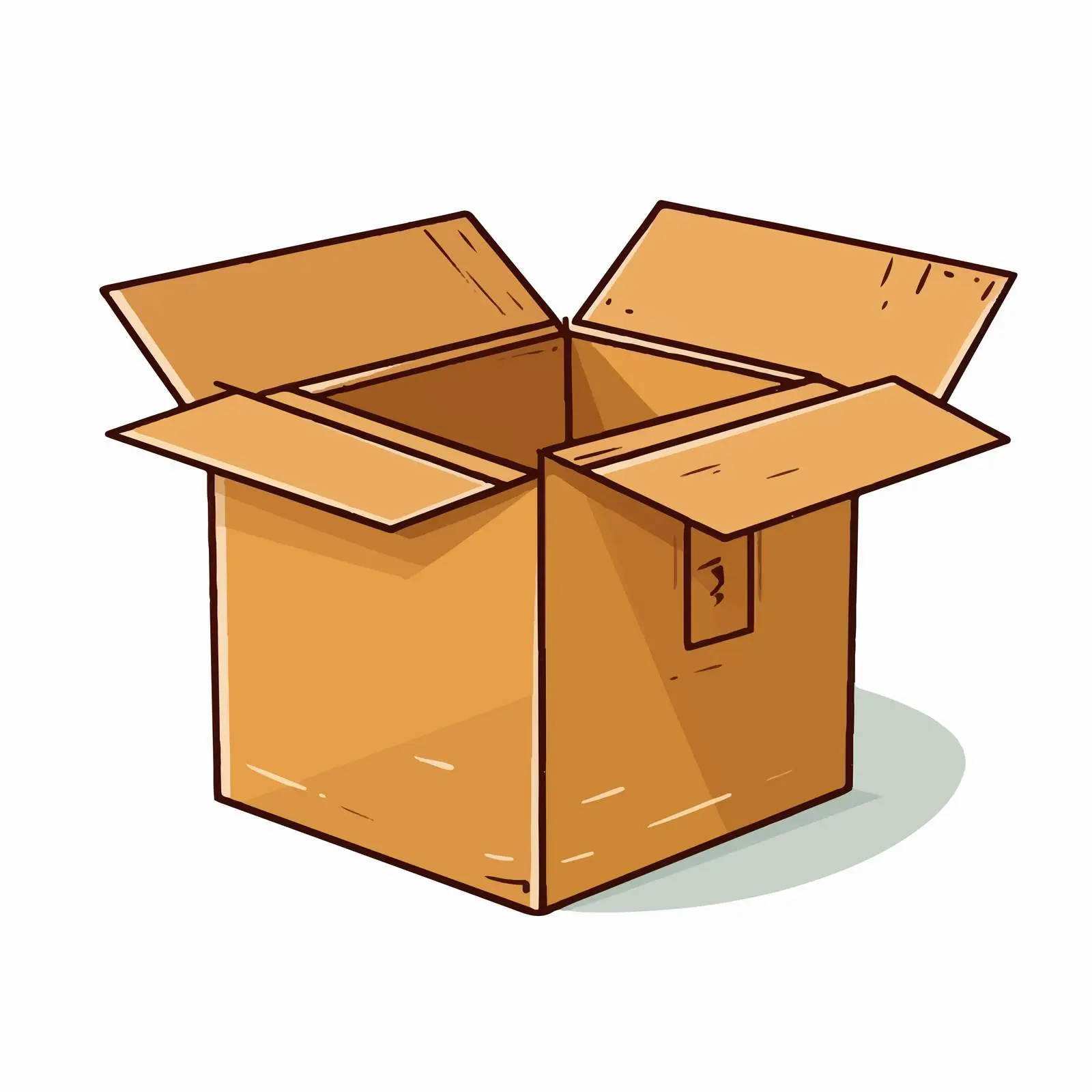 Opened Cartoon Style Cardboard Box Illustration — free download from Dotvec