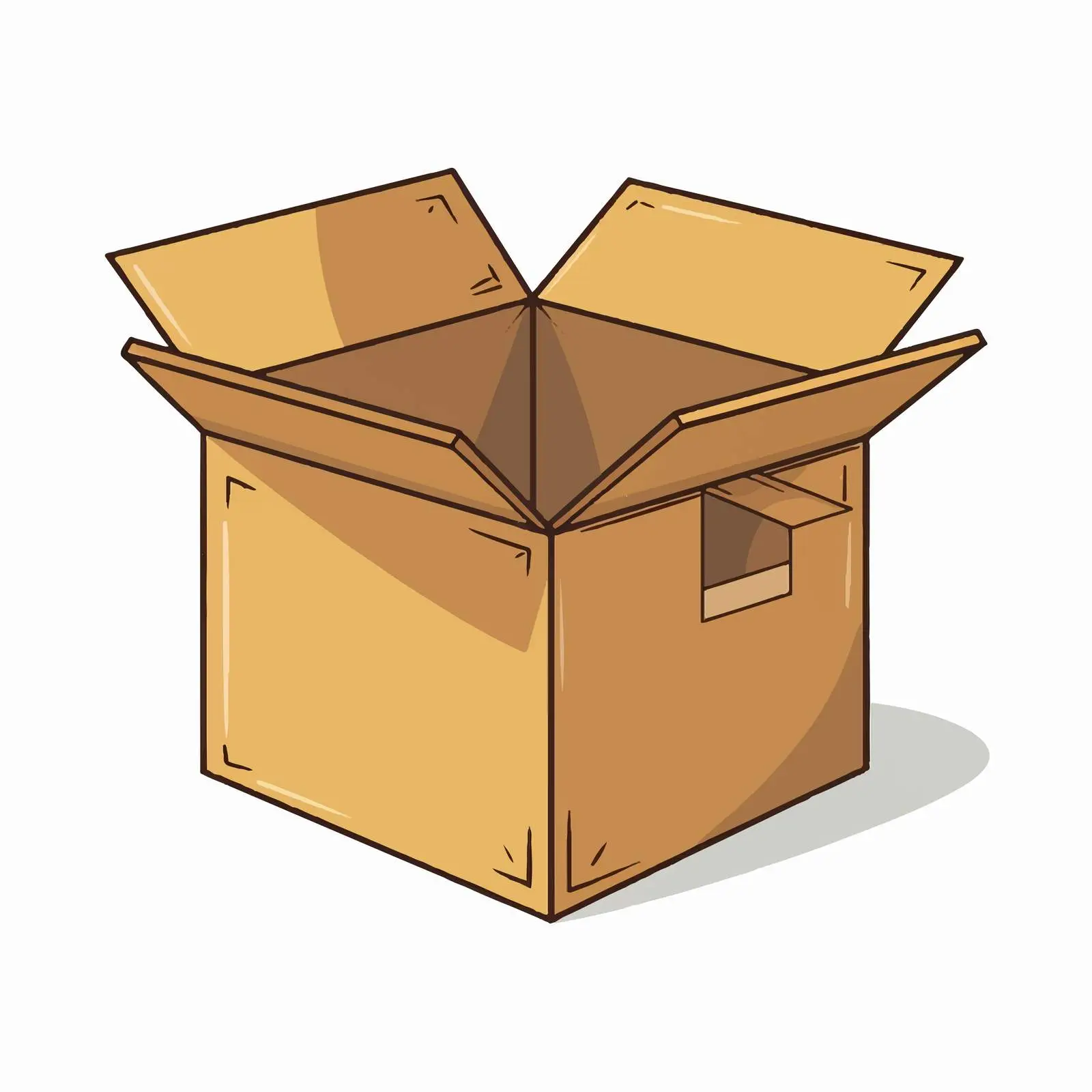 Opened Cartoon Style Cardboard Box Illustration — free download from Dotvec