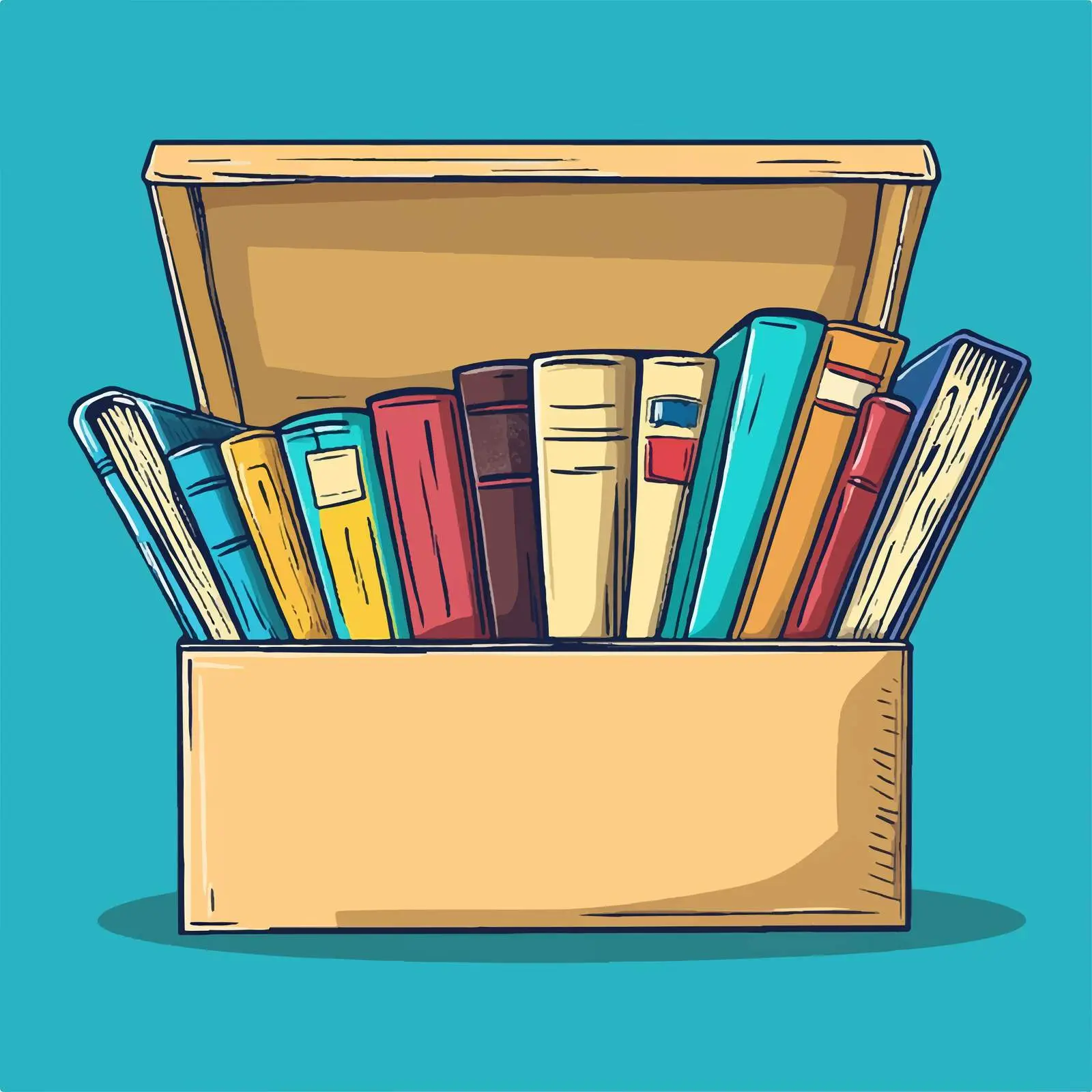 Books Donation in Cardboard Box Vector — free download from Dotvec