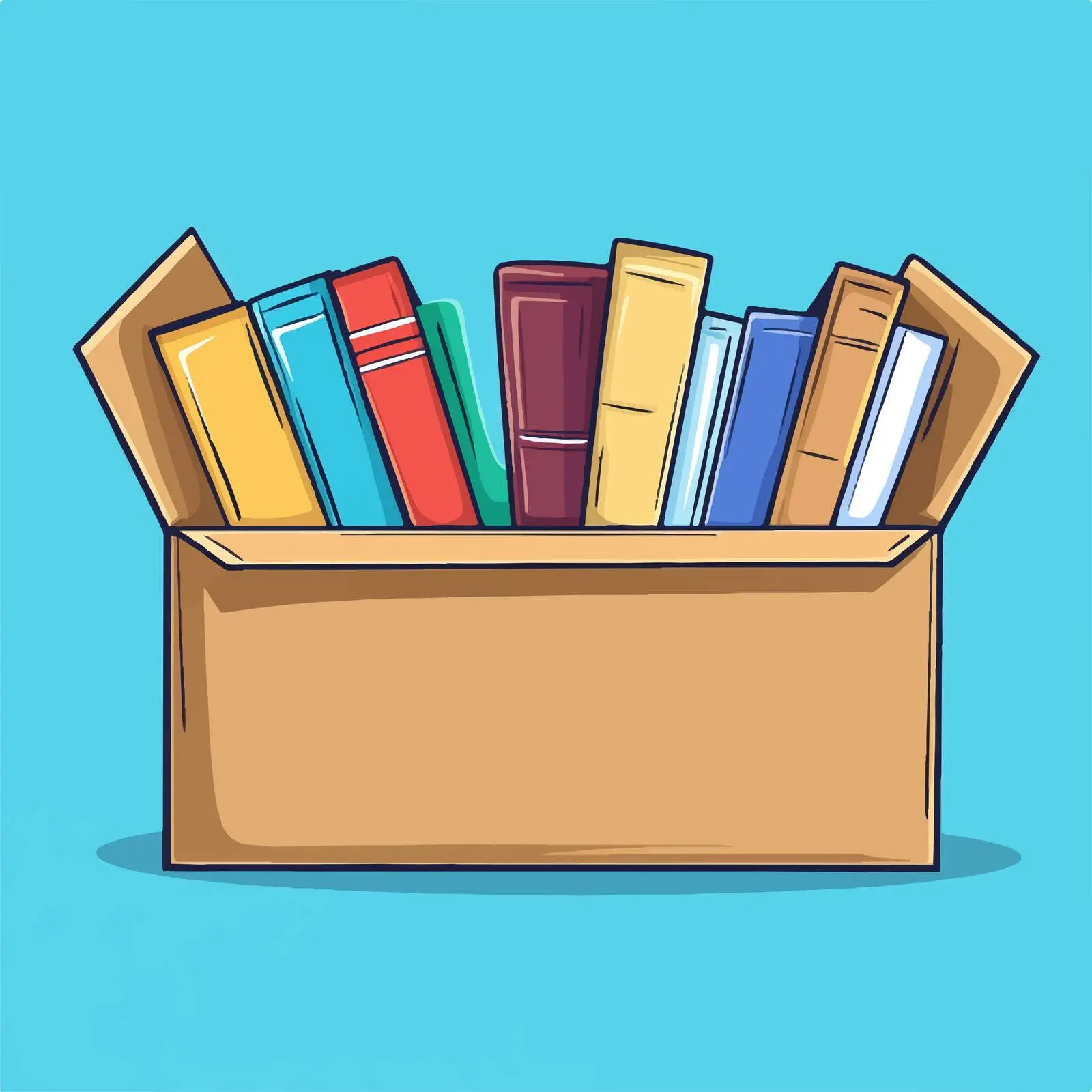 Books Donation in Cardboard Box Vector – free it support image from Dotvec
