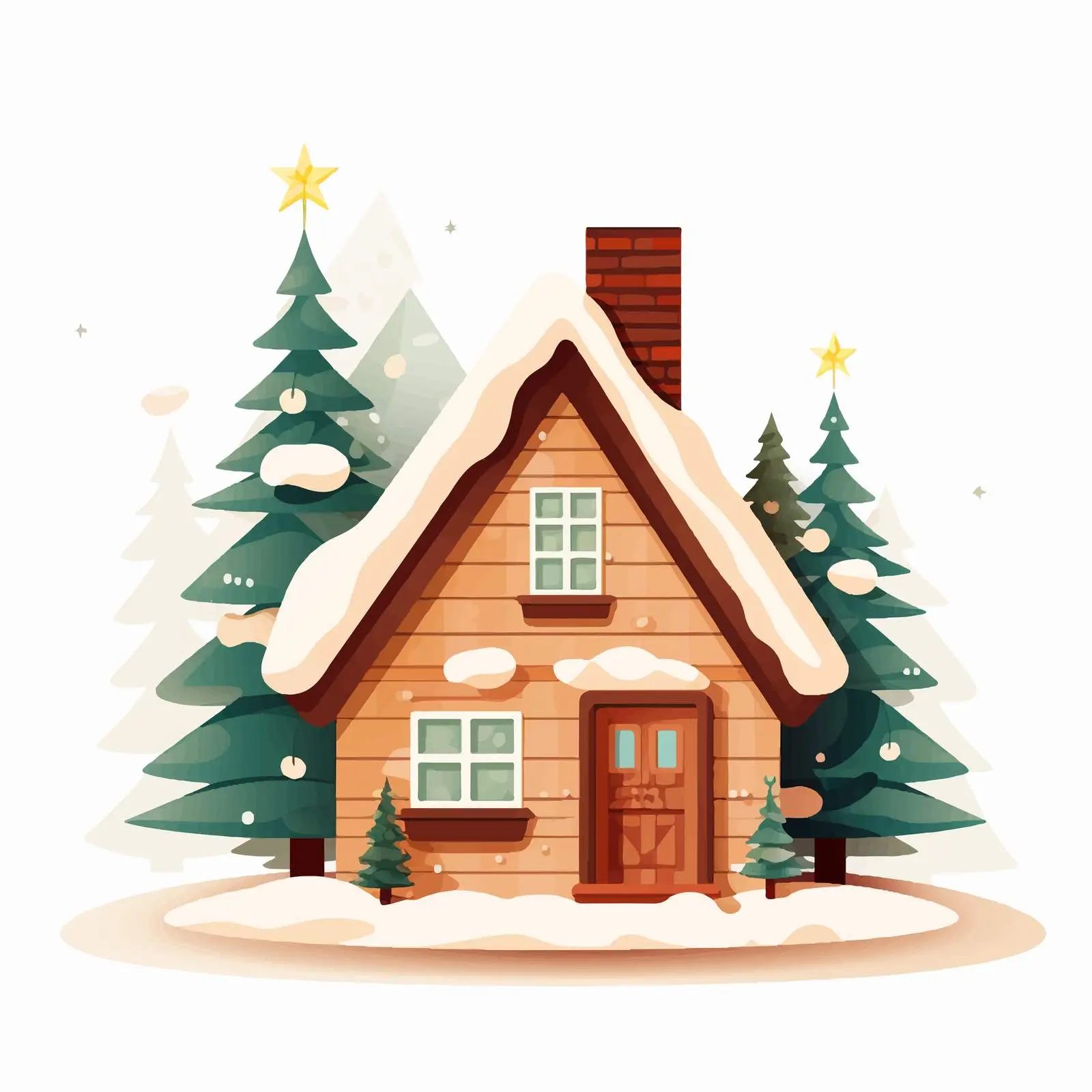 Cardboard Paper House with Fir Tree Vector — free download from Dotvec