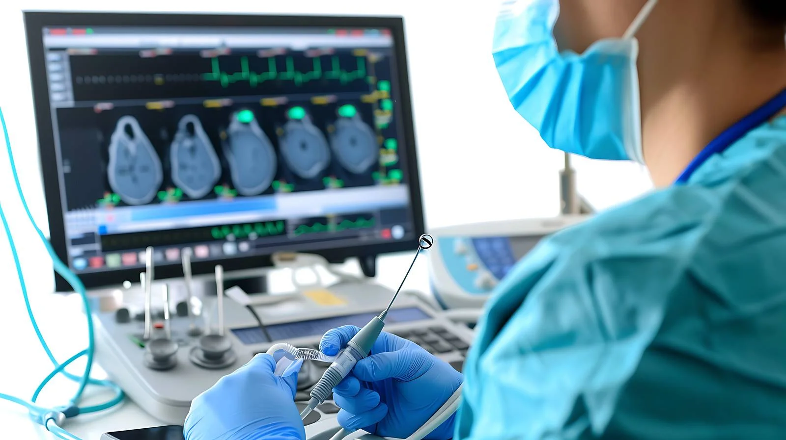 Cardiologist Procedures with Ultrasound and Tubes — free download from Dotvec