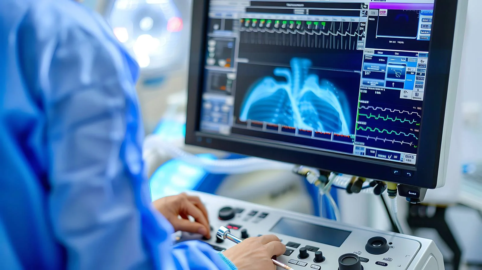 Cardiologist Performing Ultrasound for Radiofrequency Ablation – free medical procedure image from Dotvec