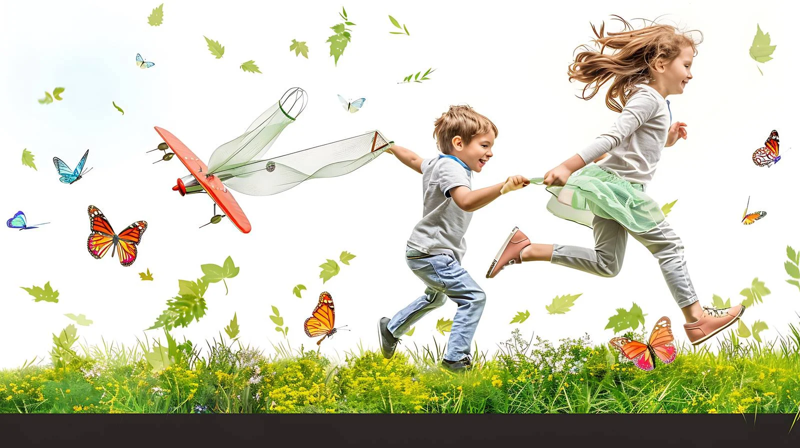 Joyful Friends with Model Airplane — free download from Dotvec