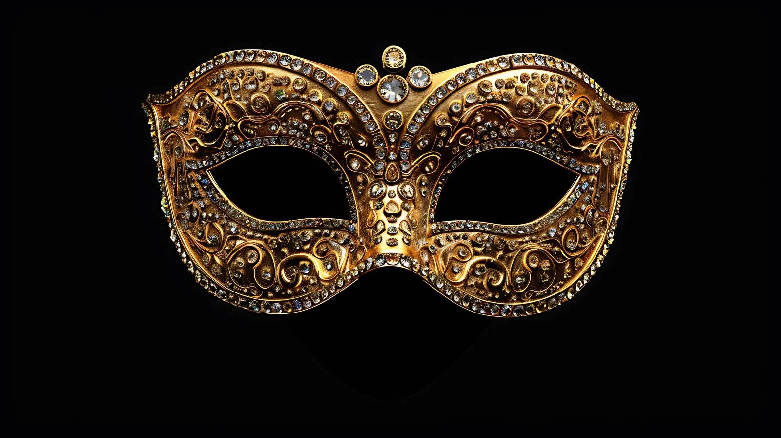 Elegant Golden Carnival Mask on Black — free download from Dotvec