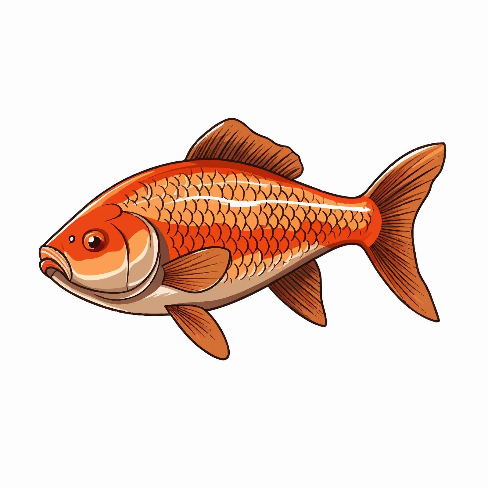 Carp Fish Line Vector Illustration on White Background – free fish icon image from Dotvec