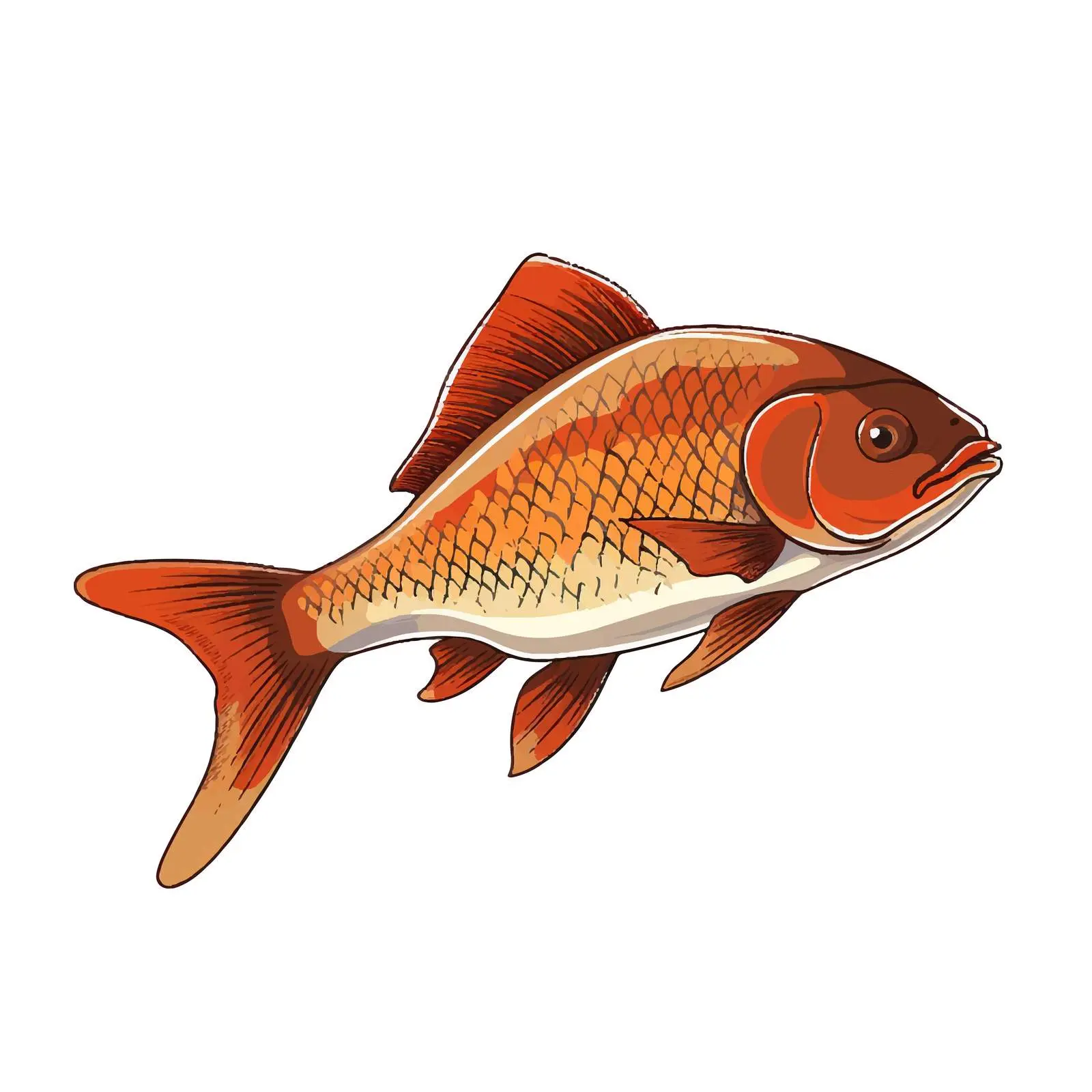 Line Vector Illustration of Carp Fish – free vector marine life image from Dotvec