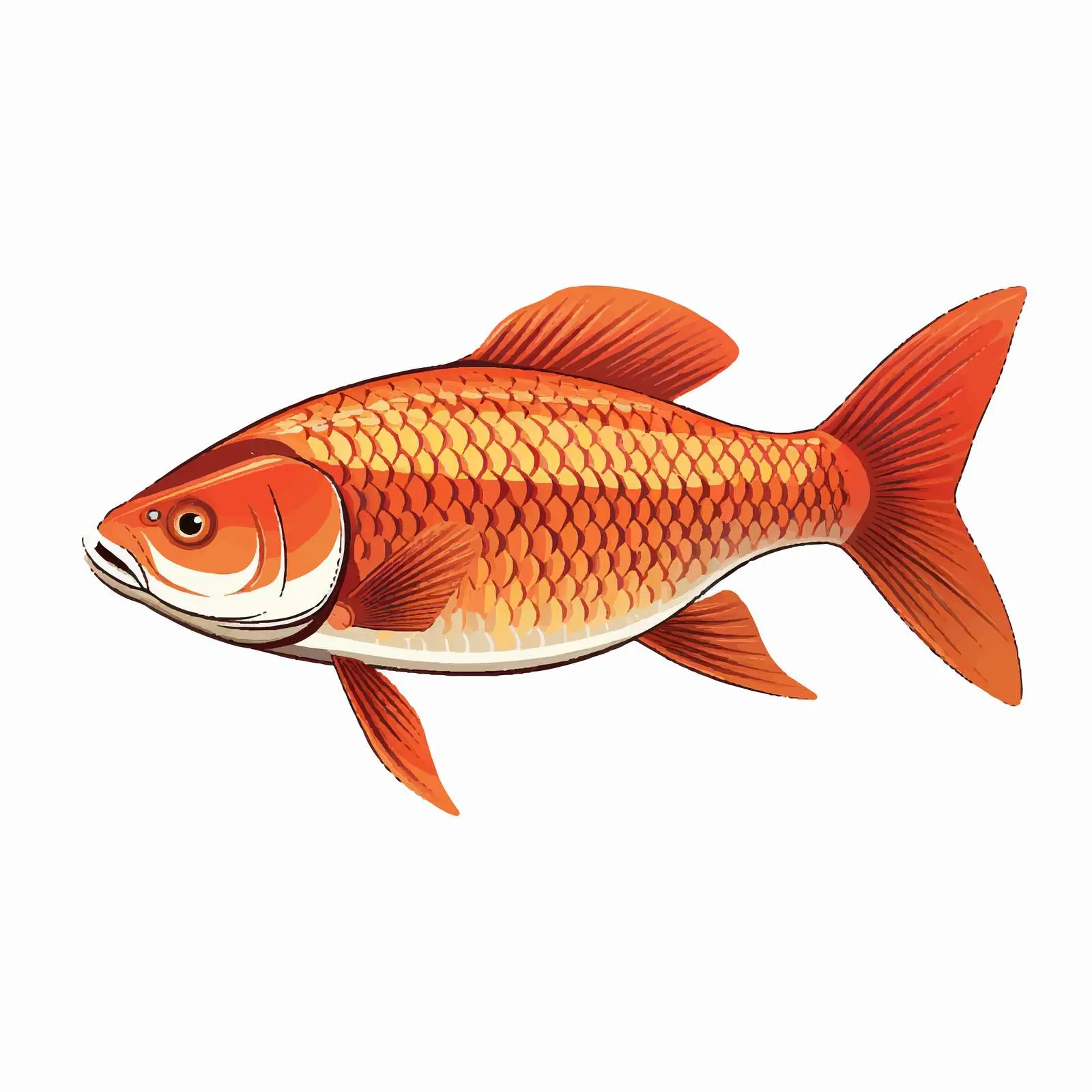 Carp Fish Line Vector Illustration on White Background — free download from Dotvec