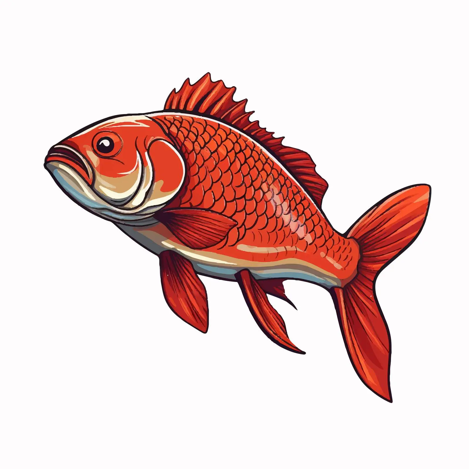 Carp Fish Line Vector Illustration on White Background — free download from Dotvec