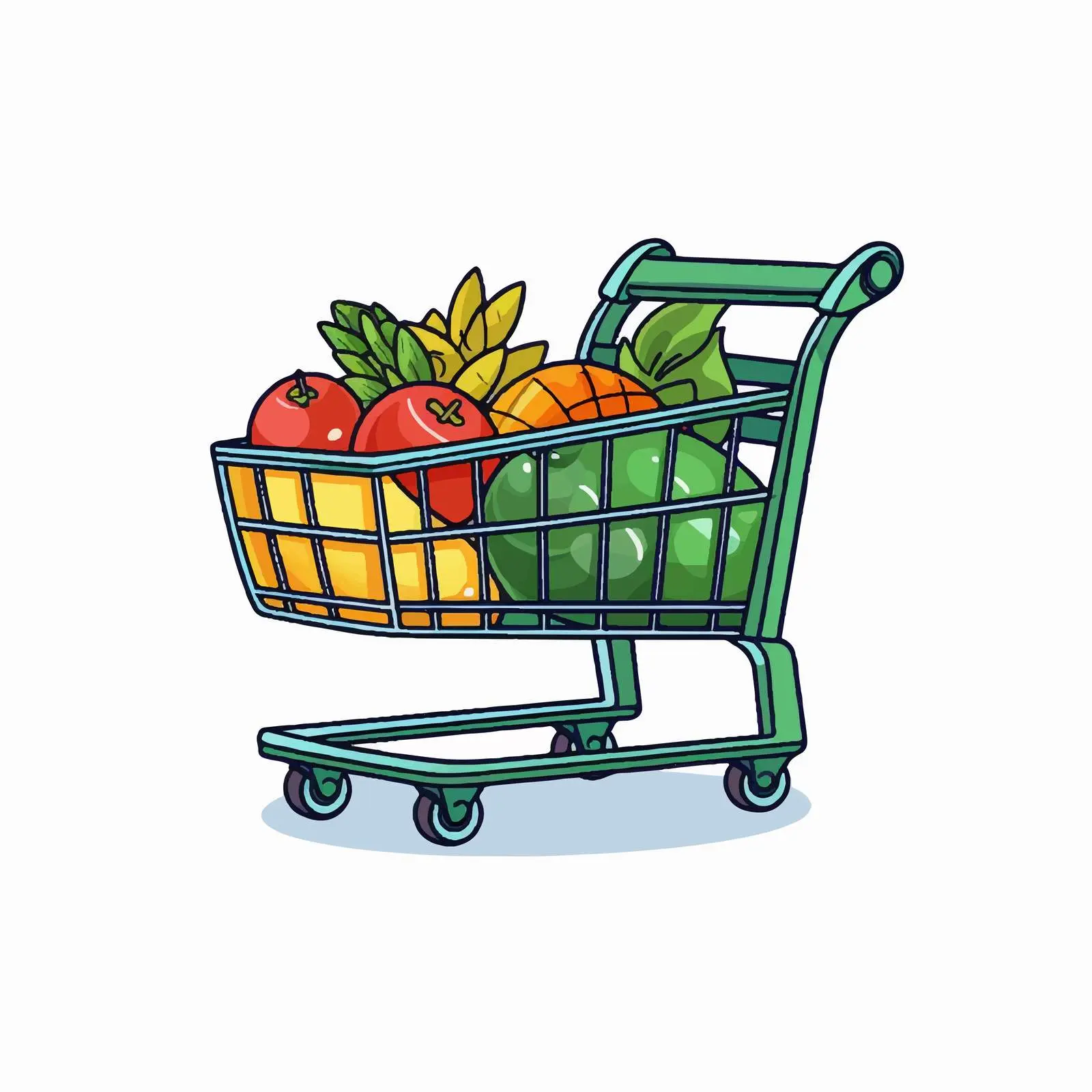 Cartoon Shopping Cart Vector Illustration — free download from Dotvec
