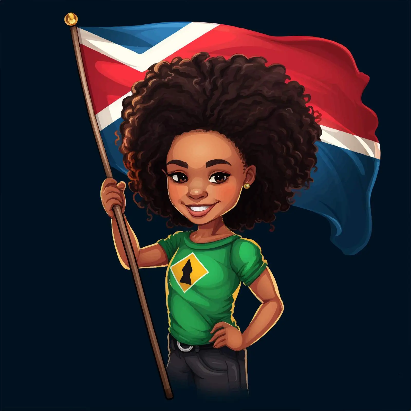 African Girl Holding South Africa Flag Vector Art — free download from Dotvec