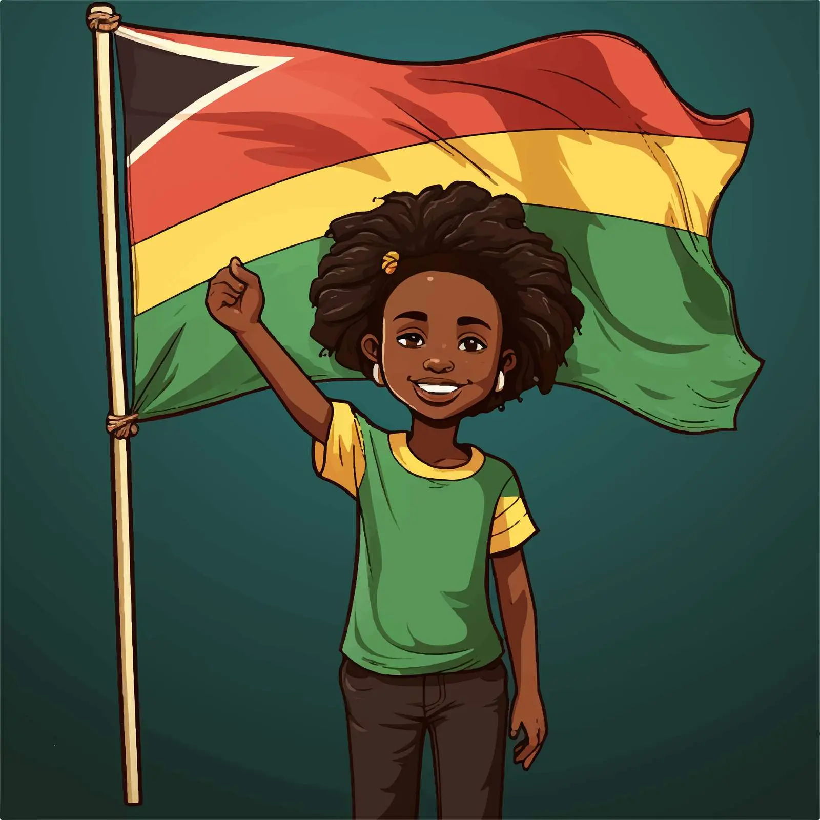 African Girl with South Africa Flag Vector Art — free download from Dotvec