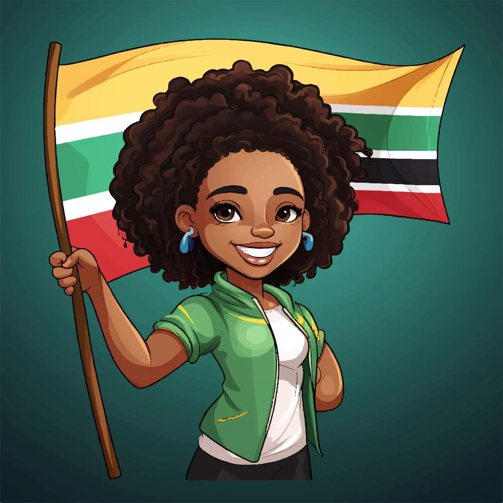 African Girl Holding South Africa Flag Vector Illustration — free download from Dotvec