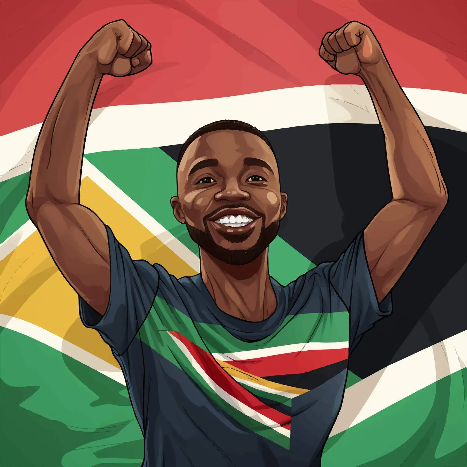 African Man Holding South Africa Flag Vector — free download from Dotvec