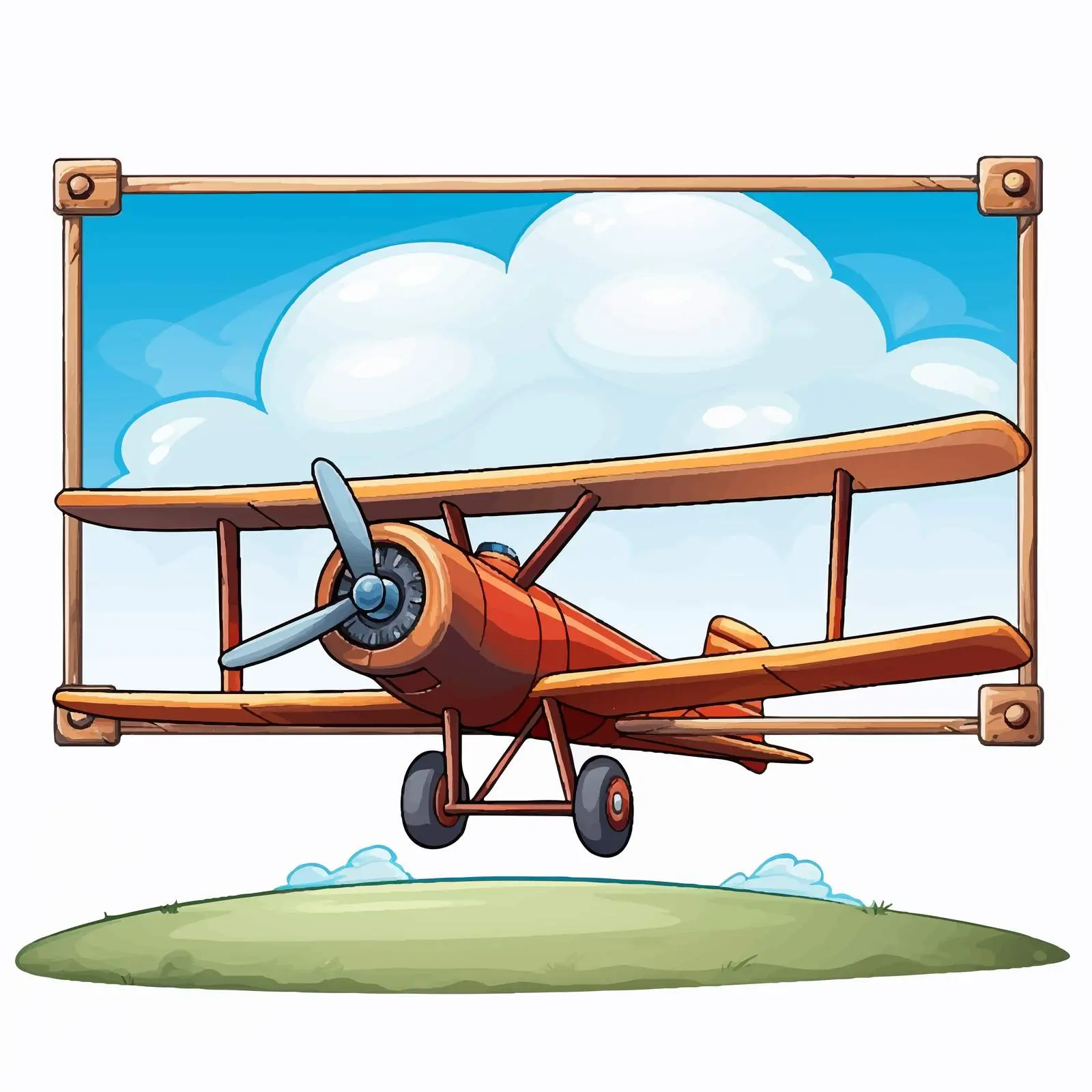 Cartoon Airplane Over Blank Signboard Vector — free download from Dotvec