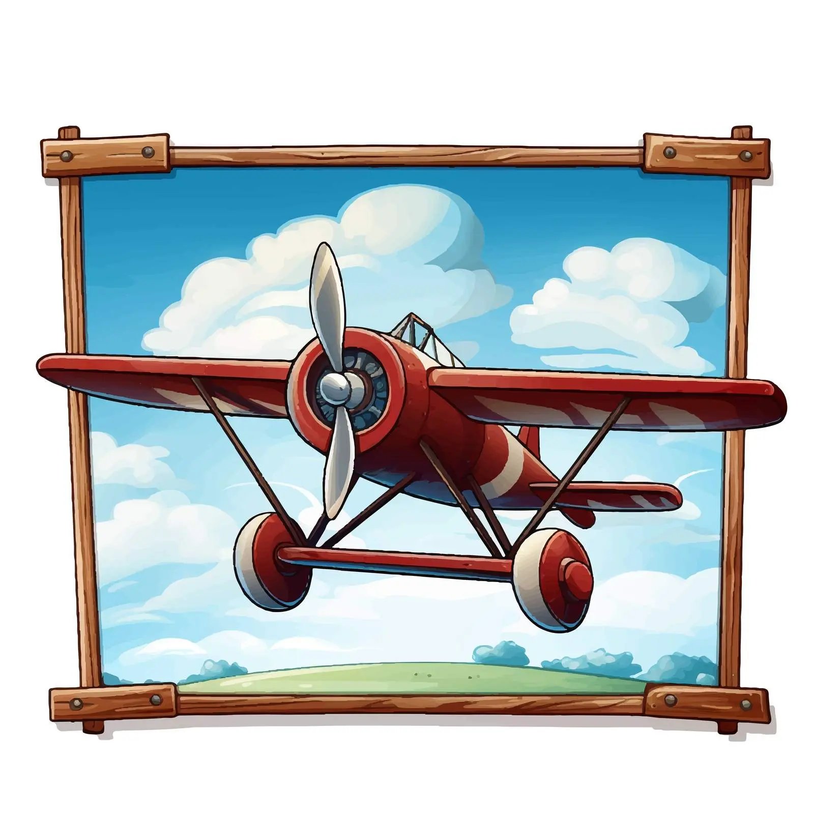 Cartoon Airplane Over Blank Signboard Vector — free download from Dotvec
