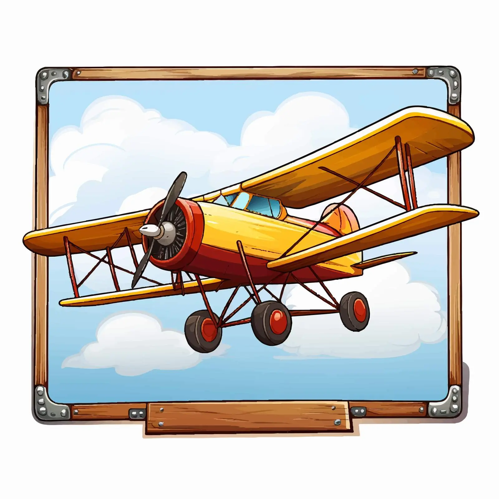 Cartoon Airplane Flying Over Blank Signboard — free download from Dotvec