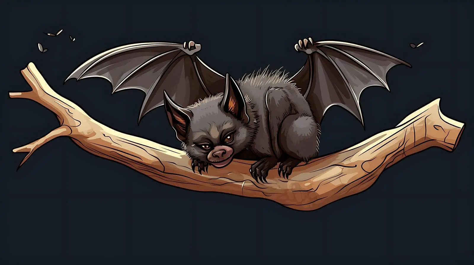 Sleeping Cartoon Bat on Tree Branch — free download from Dotvec