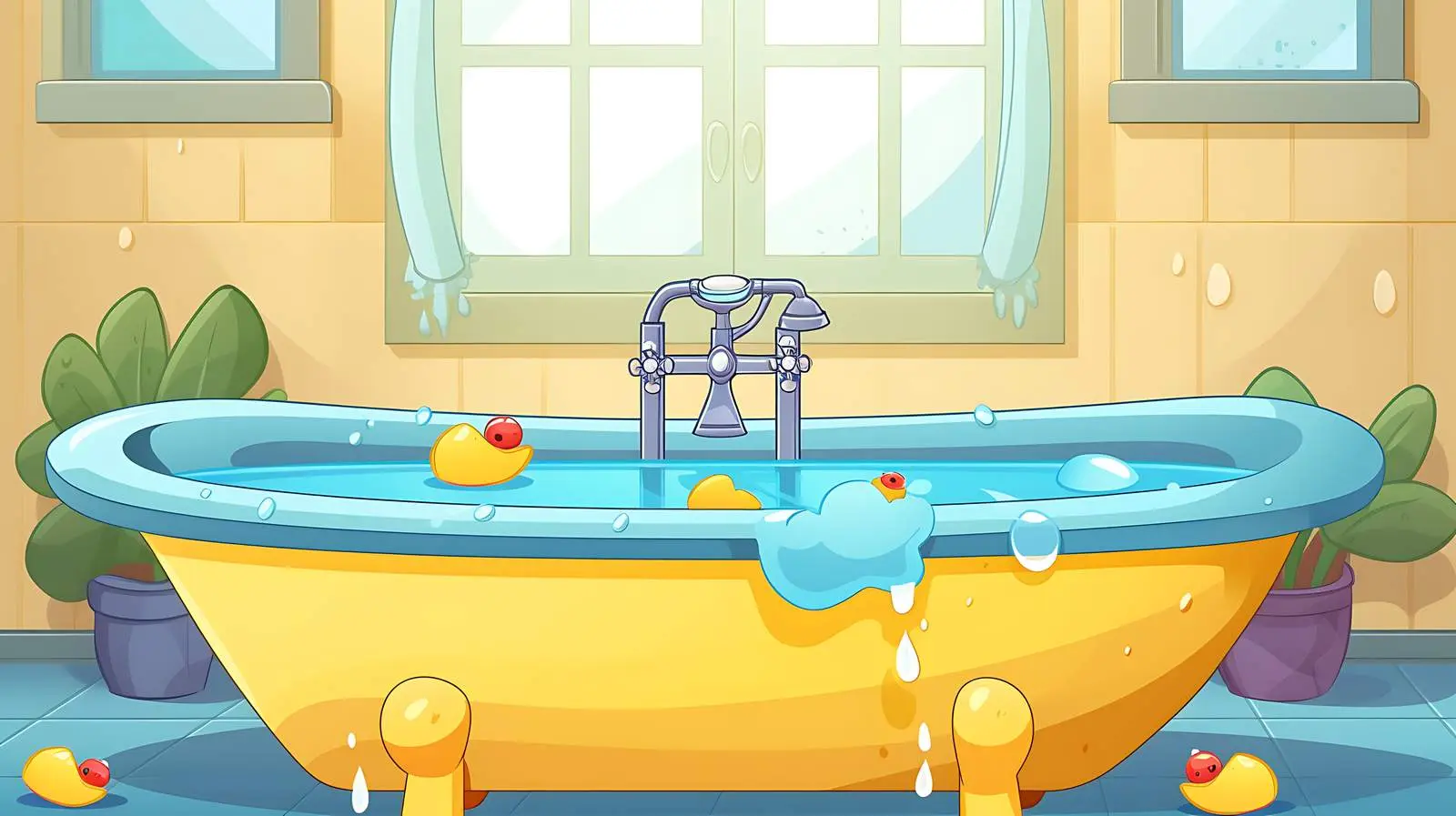 Cozy Bathtub with Bubbles Cartoon Illustration — free download from Dotvec
