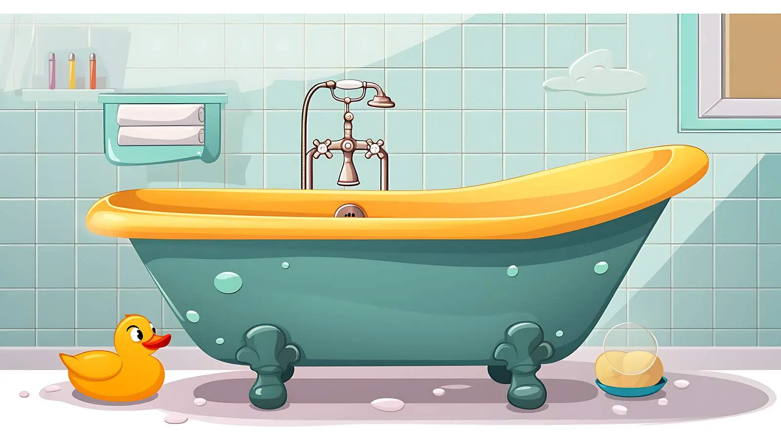 Whimsical Bathtub Interior with Bubbles — free download from Dotvec