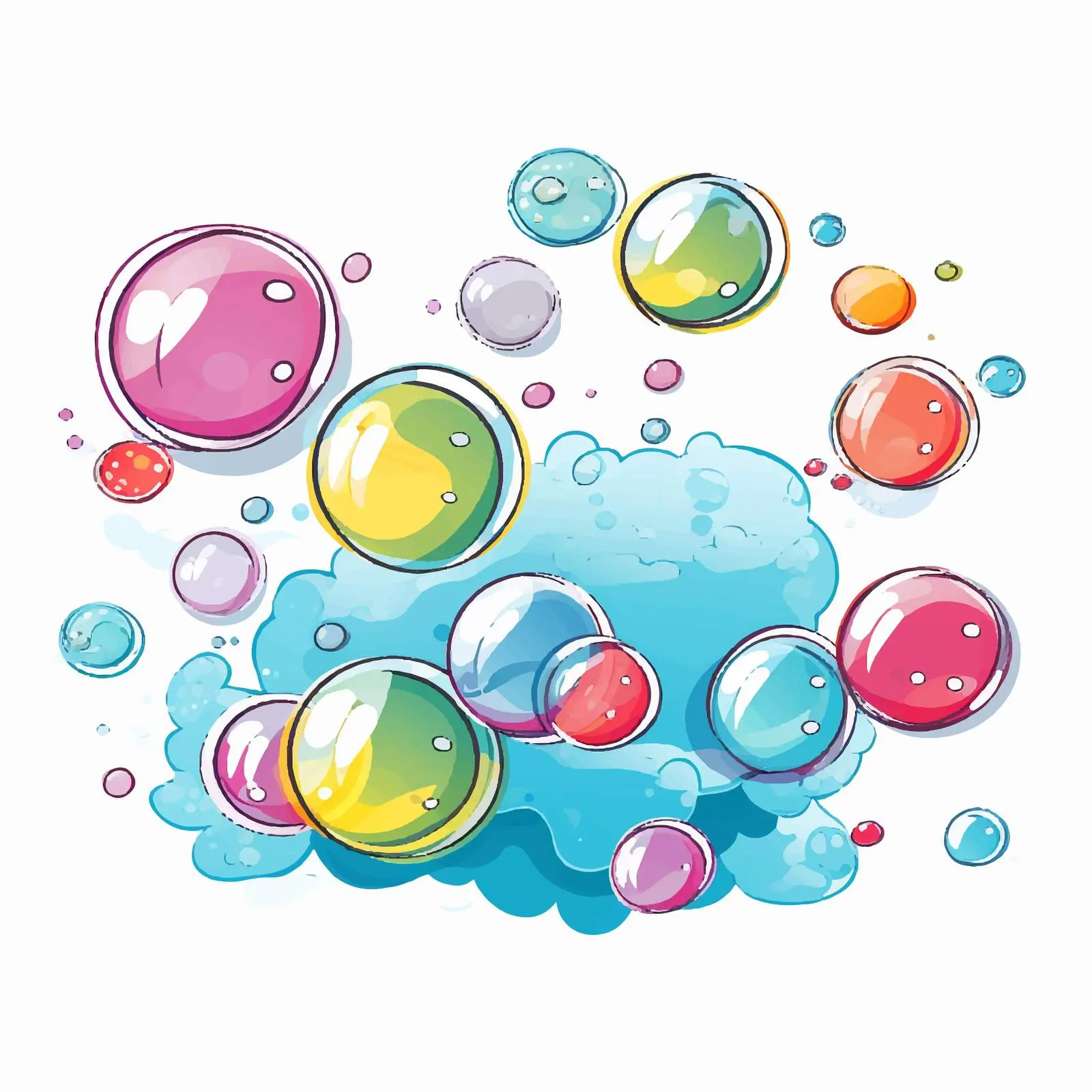 Summer Soap Joy Cartoon Bubbles Border Vectors — free download from Dotvec