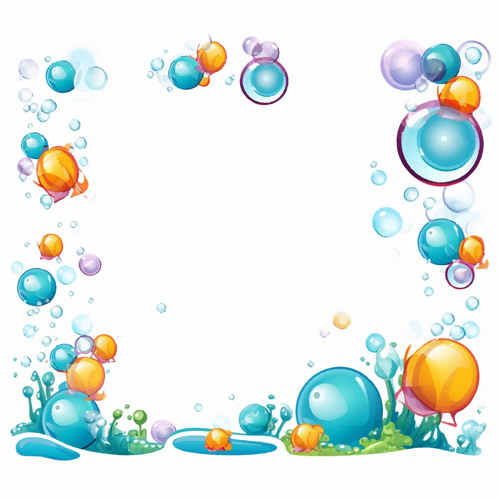 Summer Soap Joy Cartoon Bubbles Borders — free download from Dotvec
