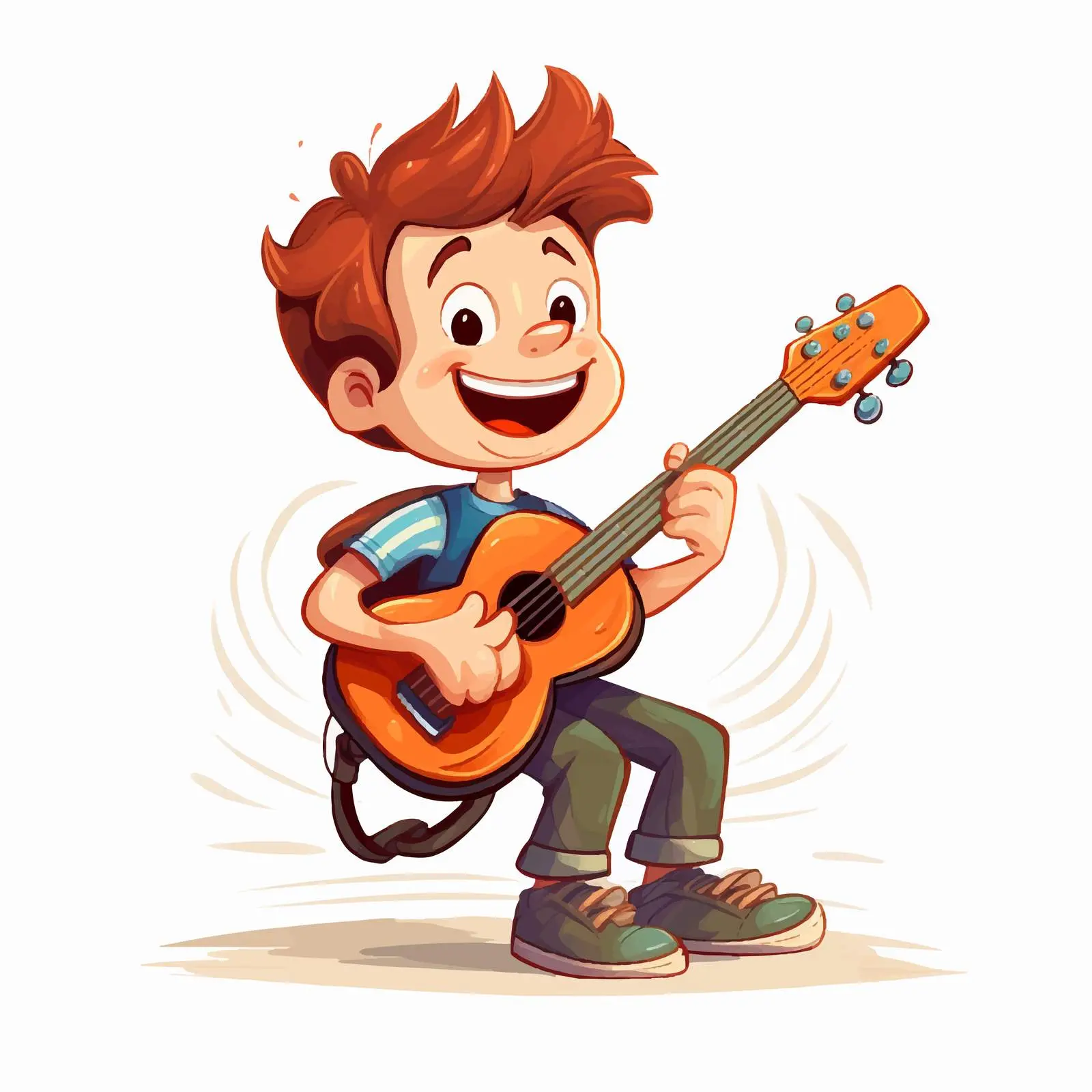 Boy Cartoon Playing Guitar with Musical Notes — free download from Dotvec