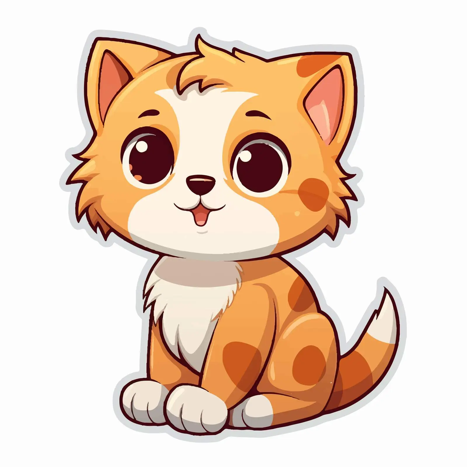 Cute Cat Cartoon Sticker Illustration — free download from Dotvec