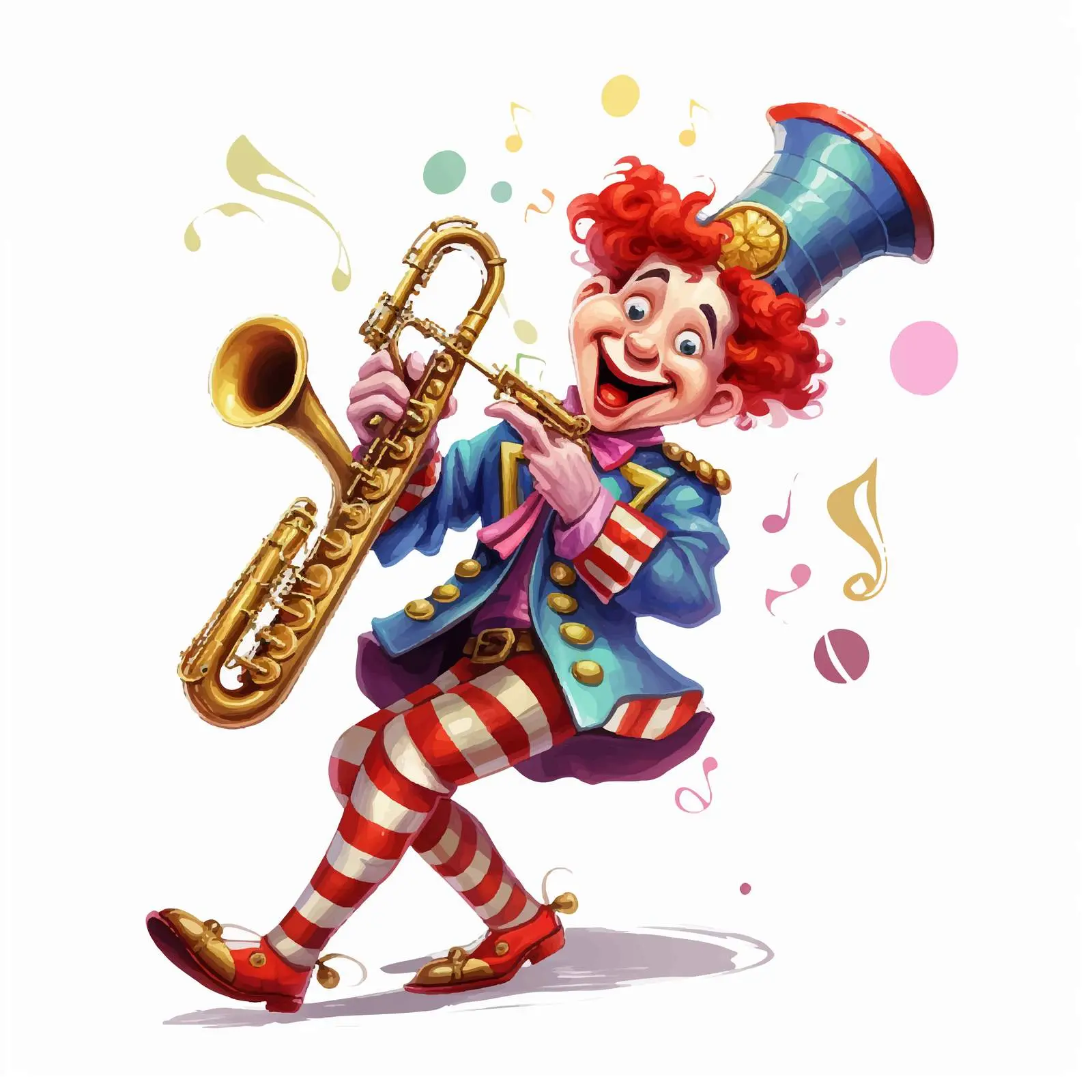 Clown Playing Saxophone Vector Art — free download from Dotvec
