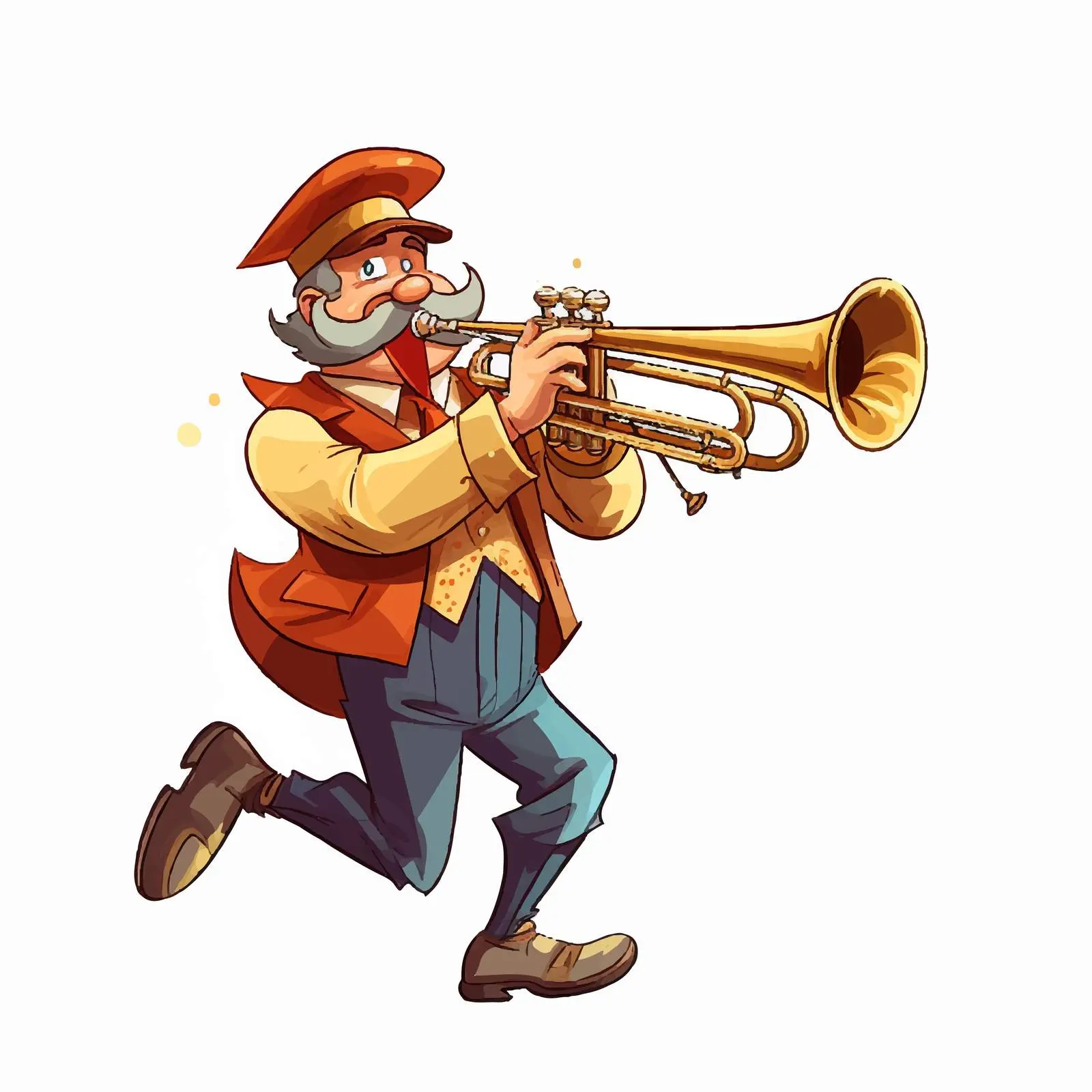 Cartoon Man Playing Trumpet with Music Notes — free download from Dotvec