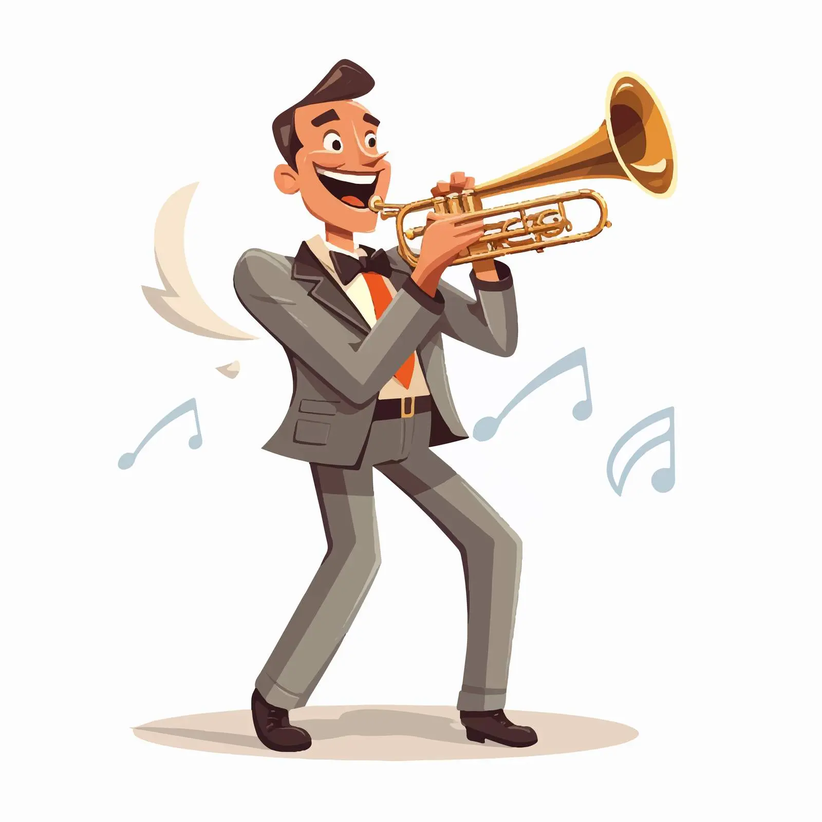 Cartoon Man Playing Trumpet with Musical Notes — free download from Dotvec
