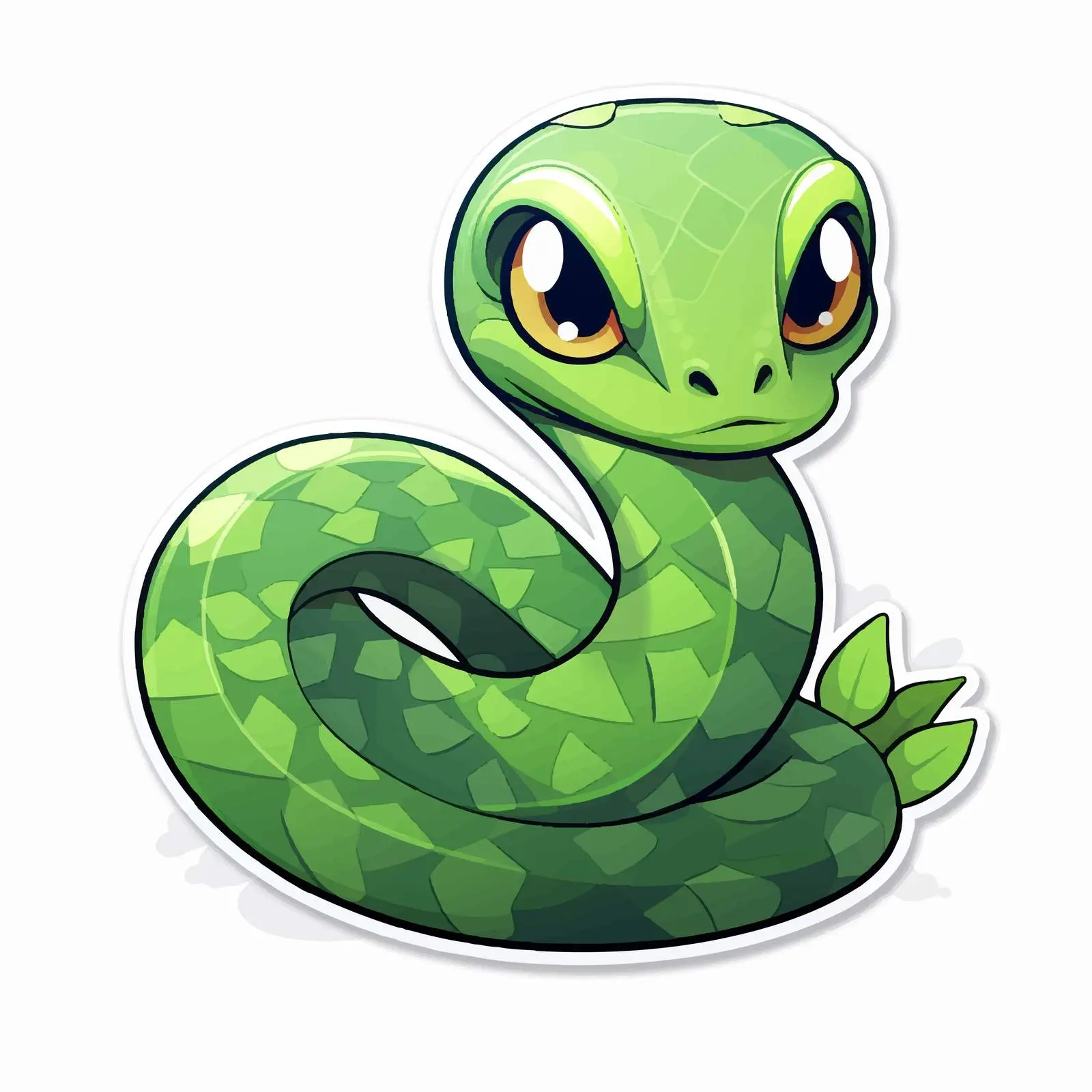 Green Rattle Snake Cartoon Sticker Design — free download from Dotvec