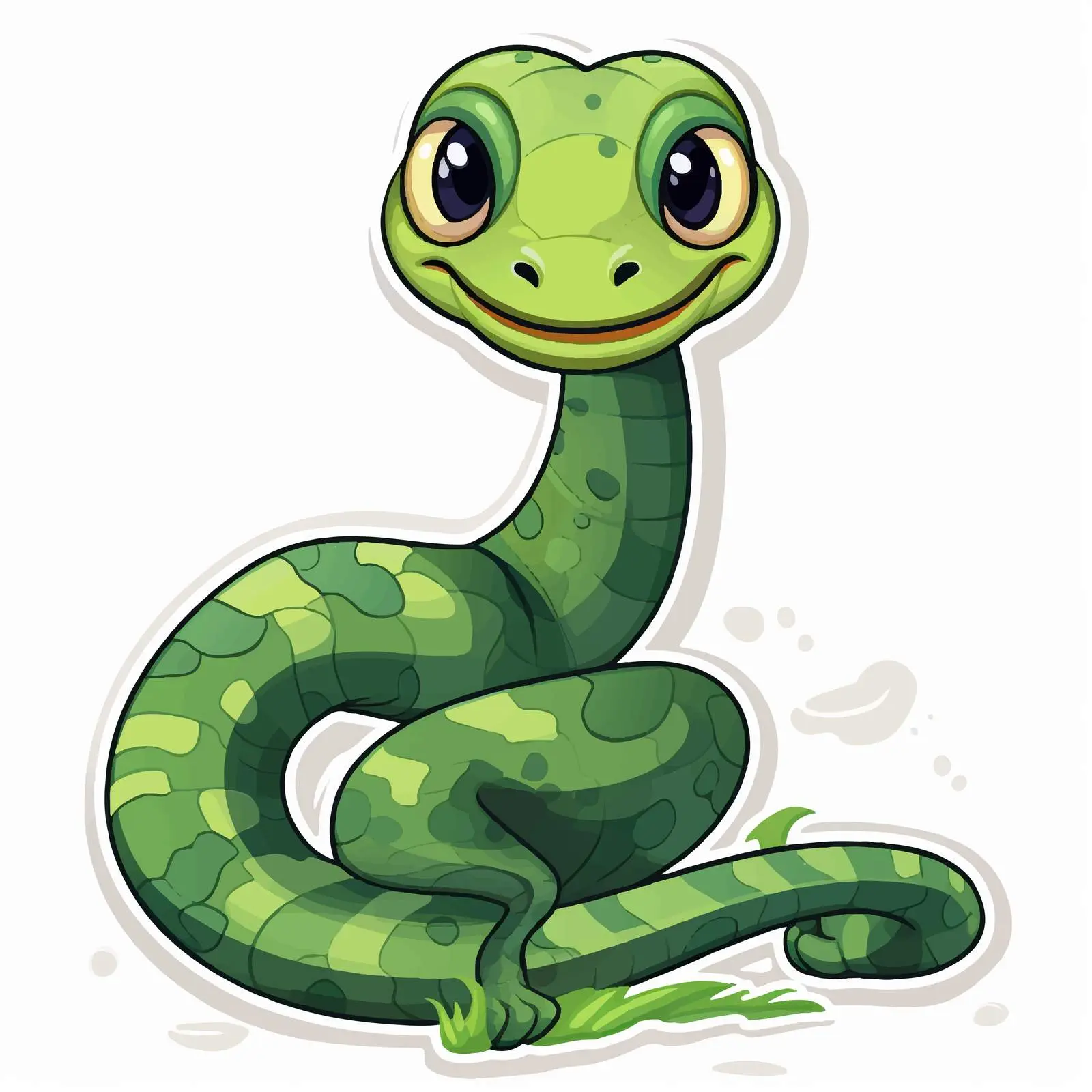 Green Rattlesnake Cartoon Character Sticker — free download from Dotvec