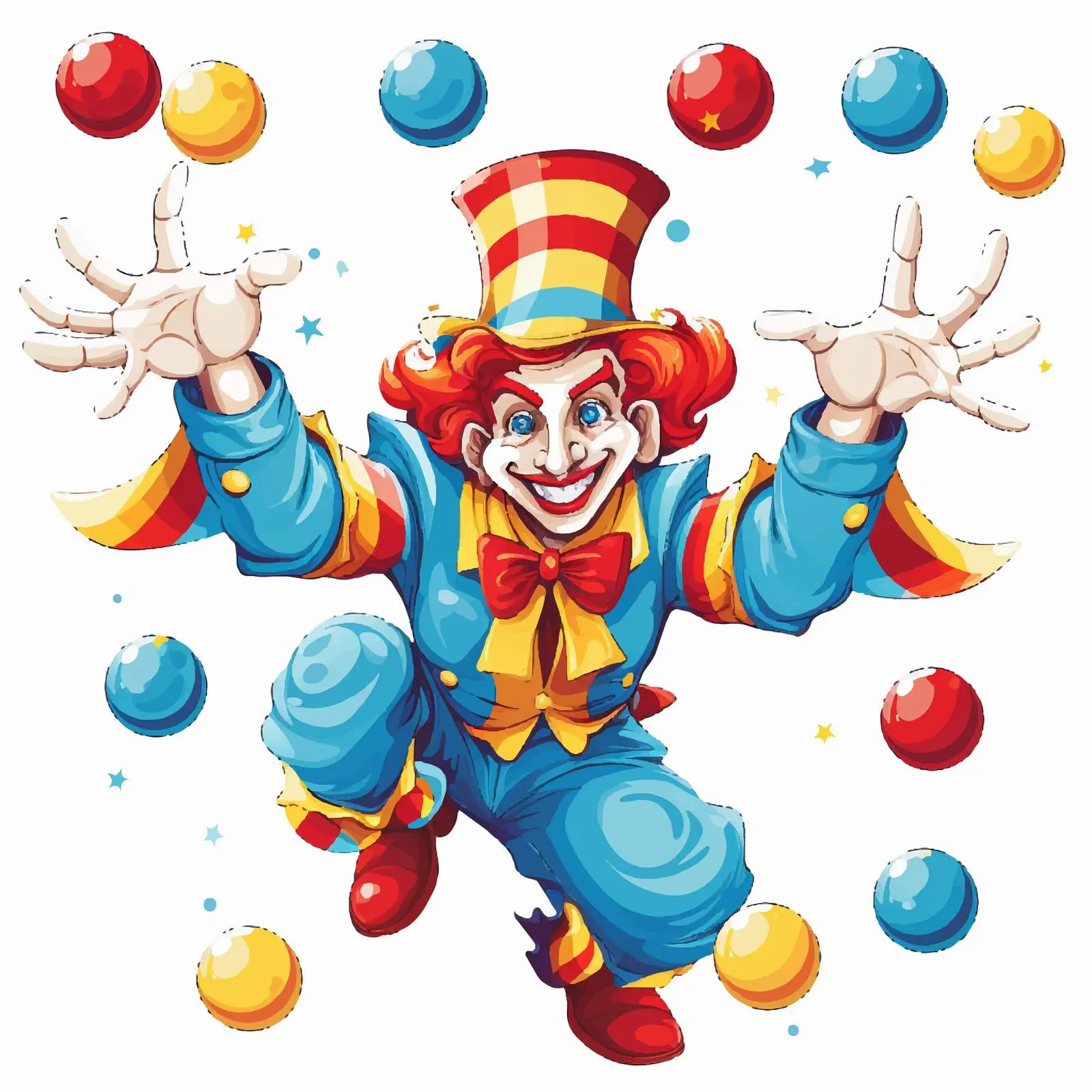 Clown Juggling Colorful Balls Vector Illustration — free download from Dotvec