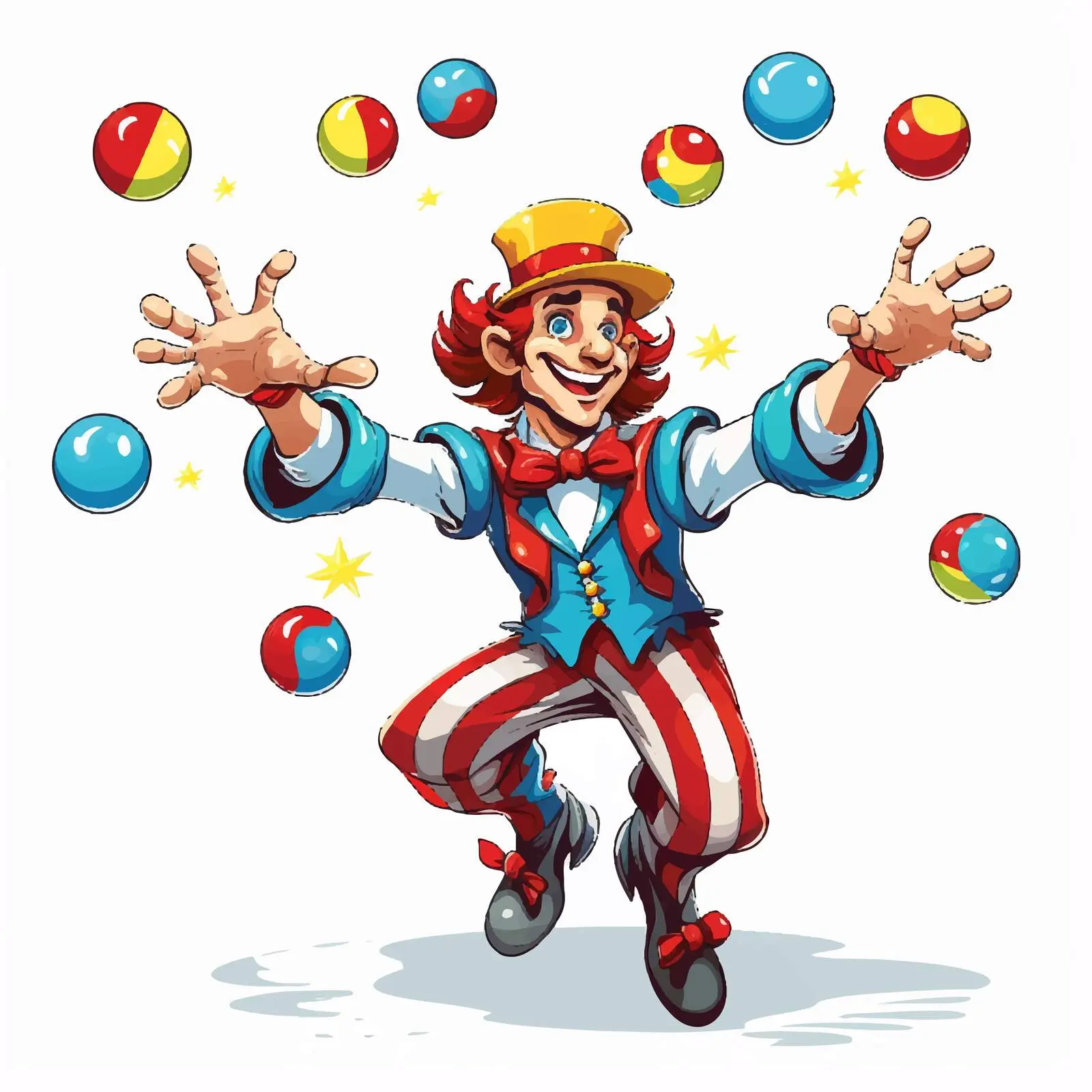 Colorful Clown Juggling Balls Vector Illustration — free download from Dotvec