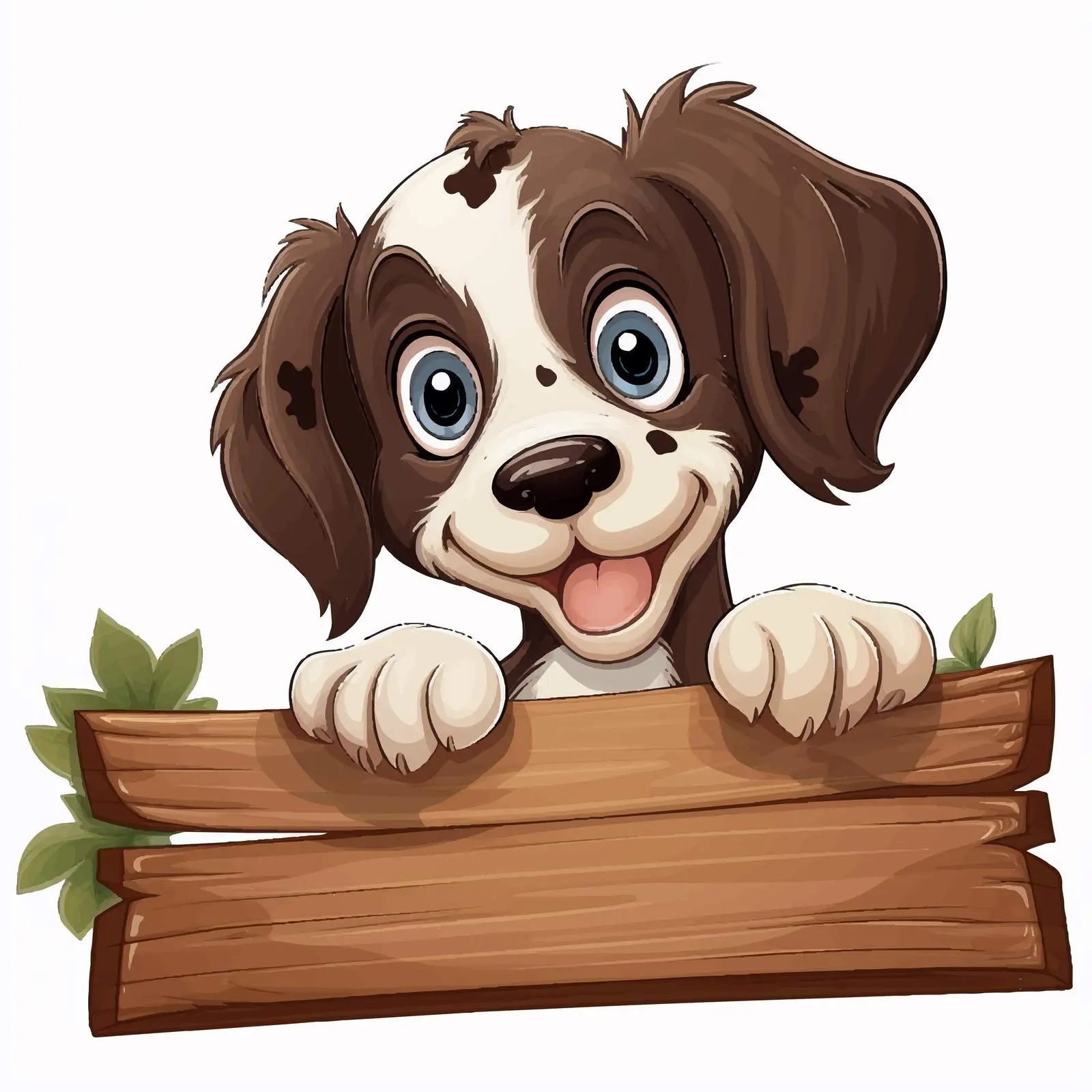 Cartoon Dog Peeking Over Wooden Sign Vector — free download from Dotvec