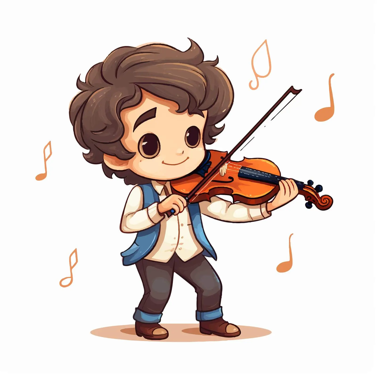 Boy Playing Violin with Melodies Doodle Vector — free download from Dotvec