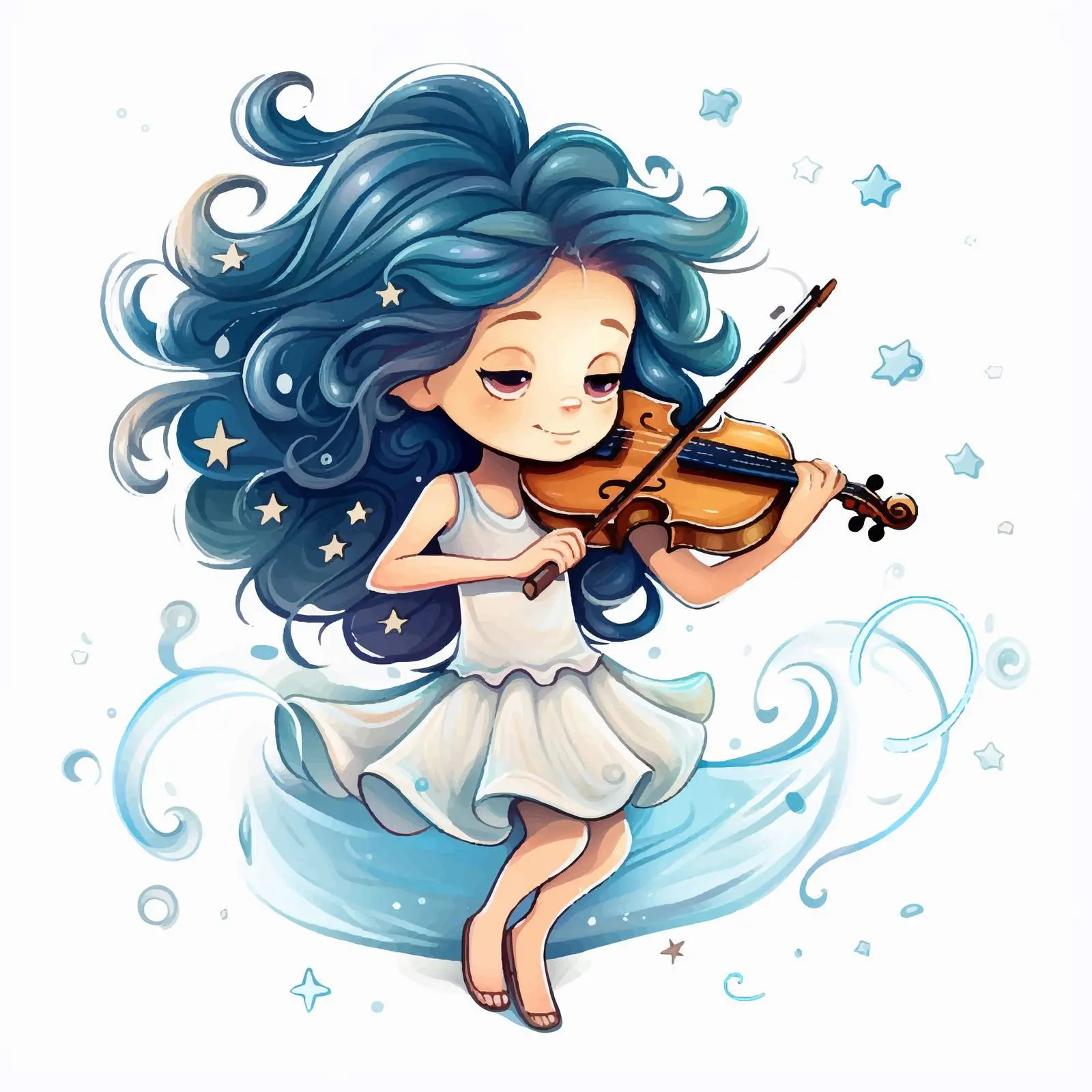 Girl Playing Violin with Melody Symbols — free download from Dotvec