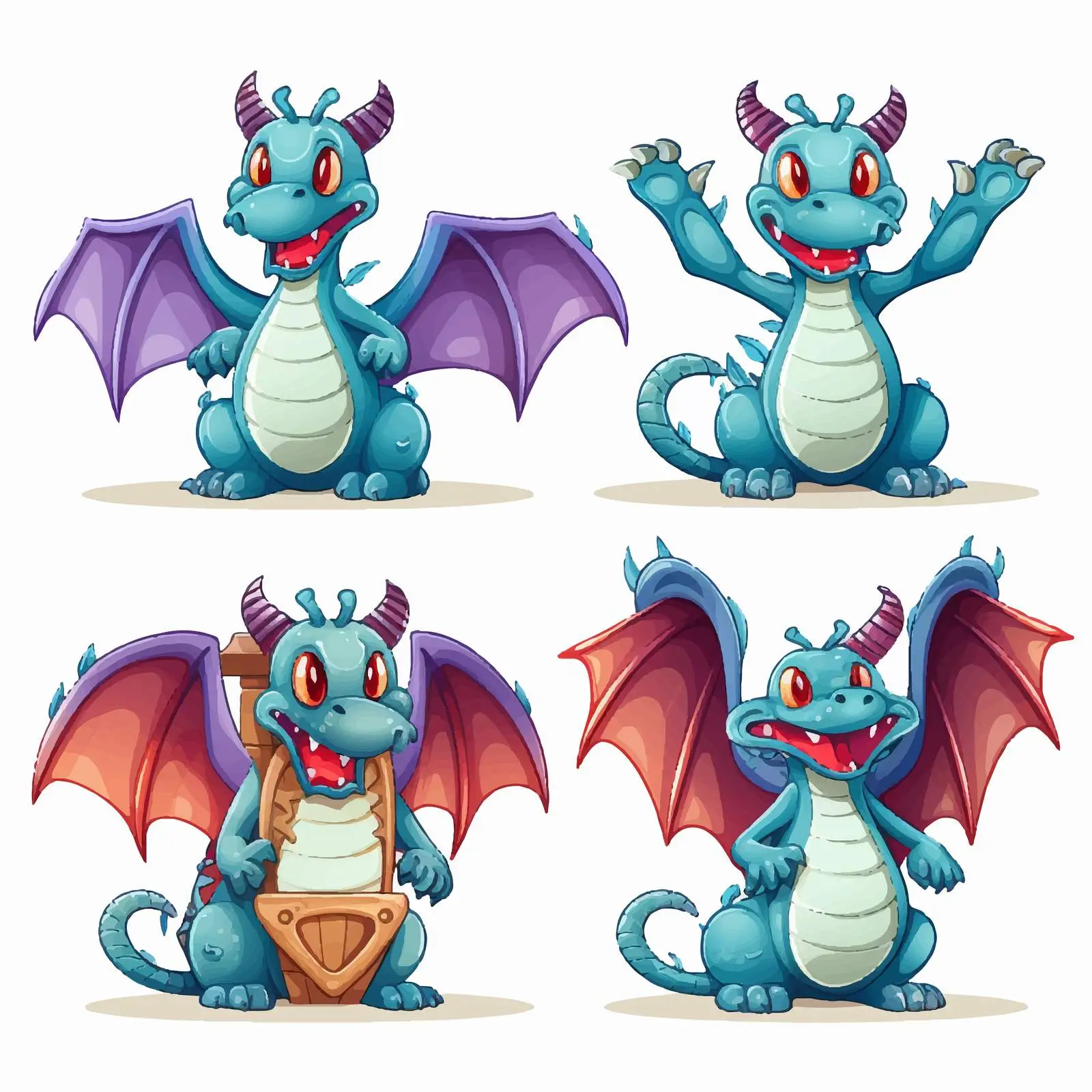 Cartoon Dragon with Open and Closed Signs Vector — free download from Dotvec