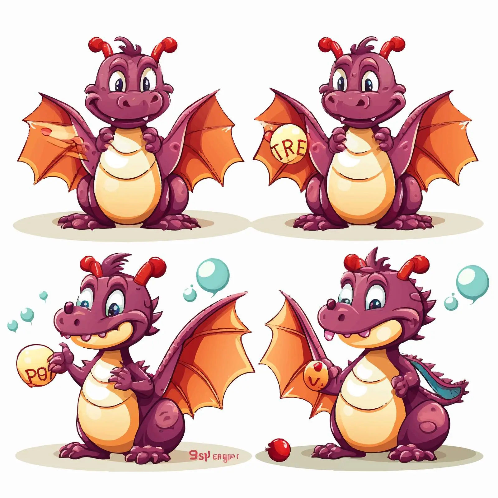 Cartoon Dragon with Open and Closed Signs — free download from Dotvec