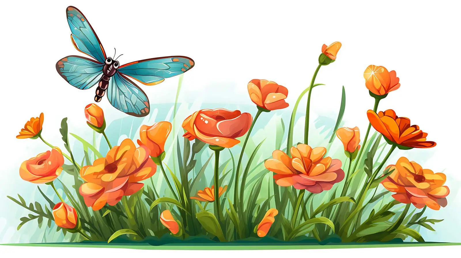 Enchanted Insect Garden Scene Illustration — free download from Dotvec