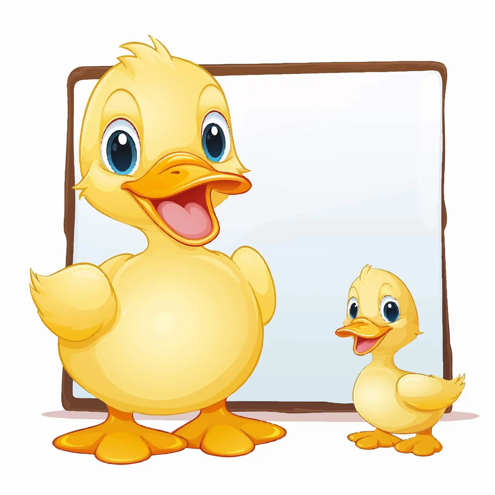 Cartoon Duck with Duckling by Blank Sign — free download from Dotvec