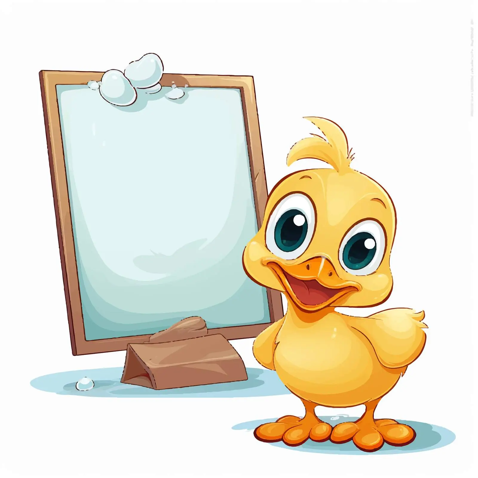 Cartoon Duck and Duckling with Blank Sign — free download from Dotvec